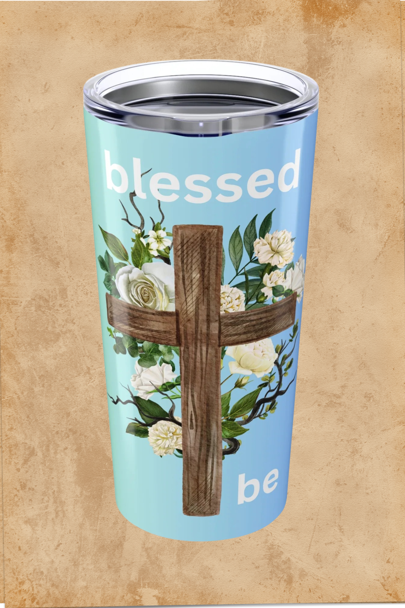 Blessed Be Floral Cross 20oz Tumbler - Inspirational Travel Mug for Faith and Everyday Moments