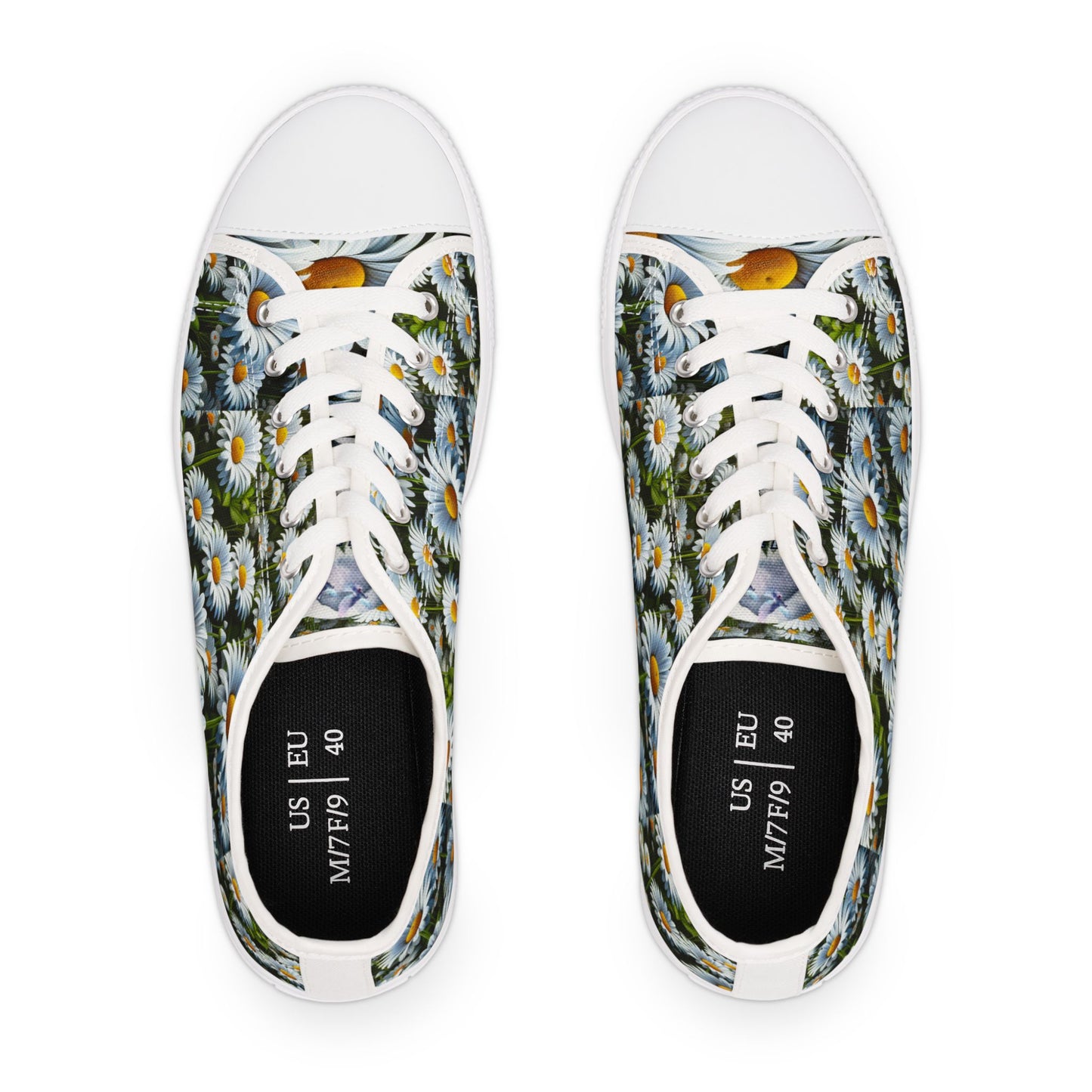 Floral Women's Low Top Sneakers - Daisy Print Casual Shoes