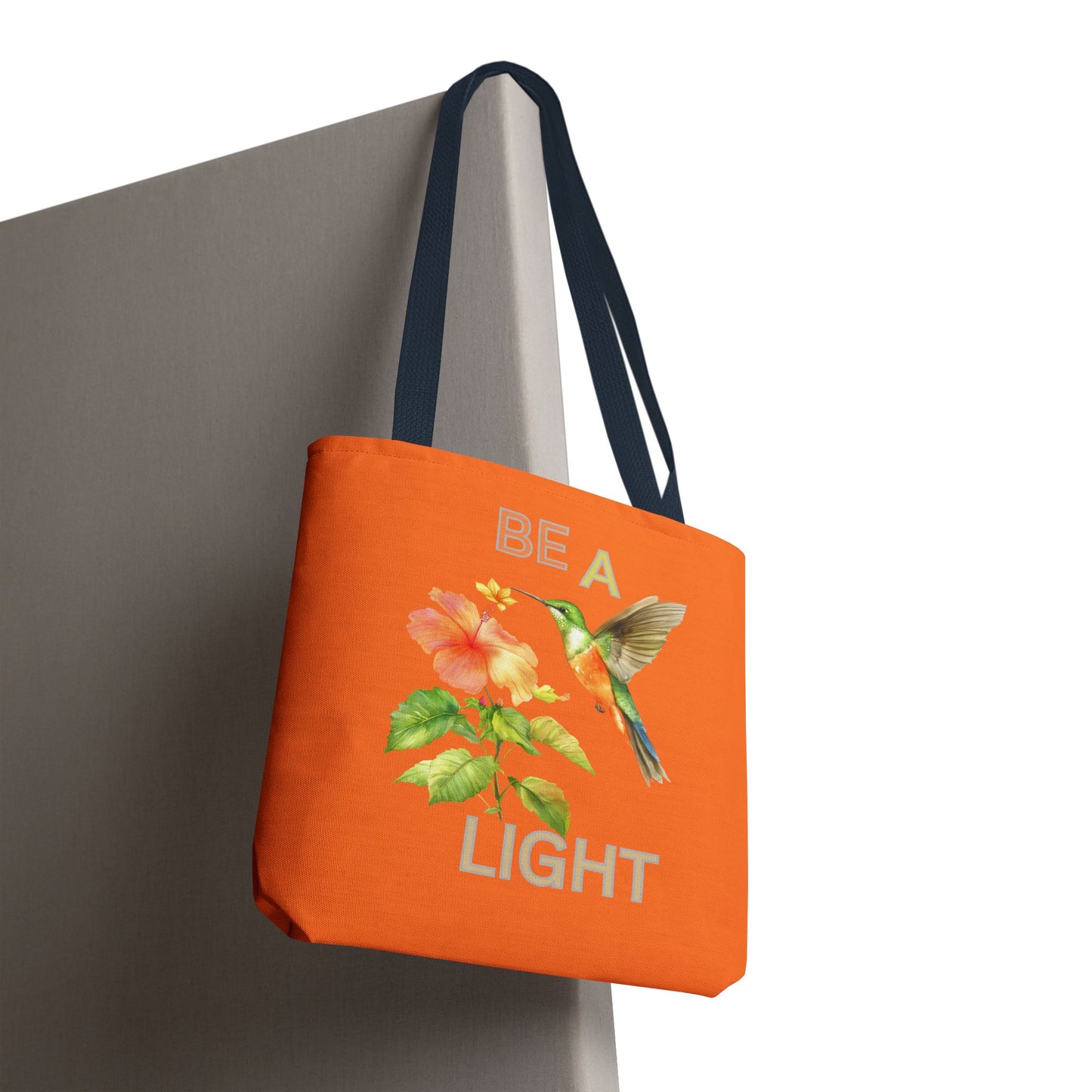 Floral Hummingbird Tote Bag - Be a Light, Eco-Friendly Shopping Bag, Summer Accessory, Gift for Nature Lovers, Inspirational Quote