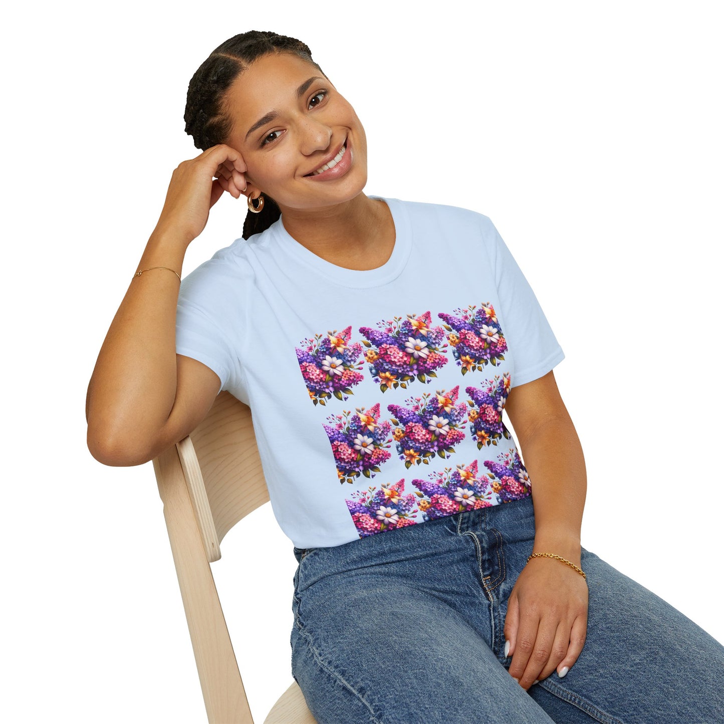 Floral Pattern Unisex Softstyle T-Shirt - Vibrant Spring Design