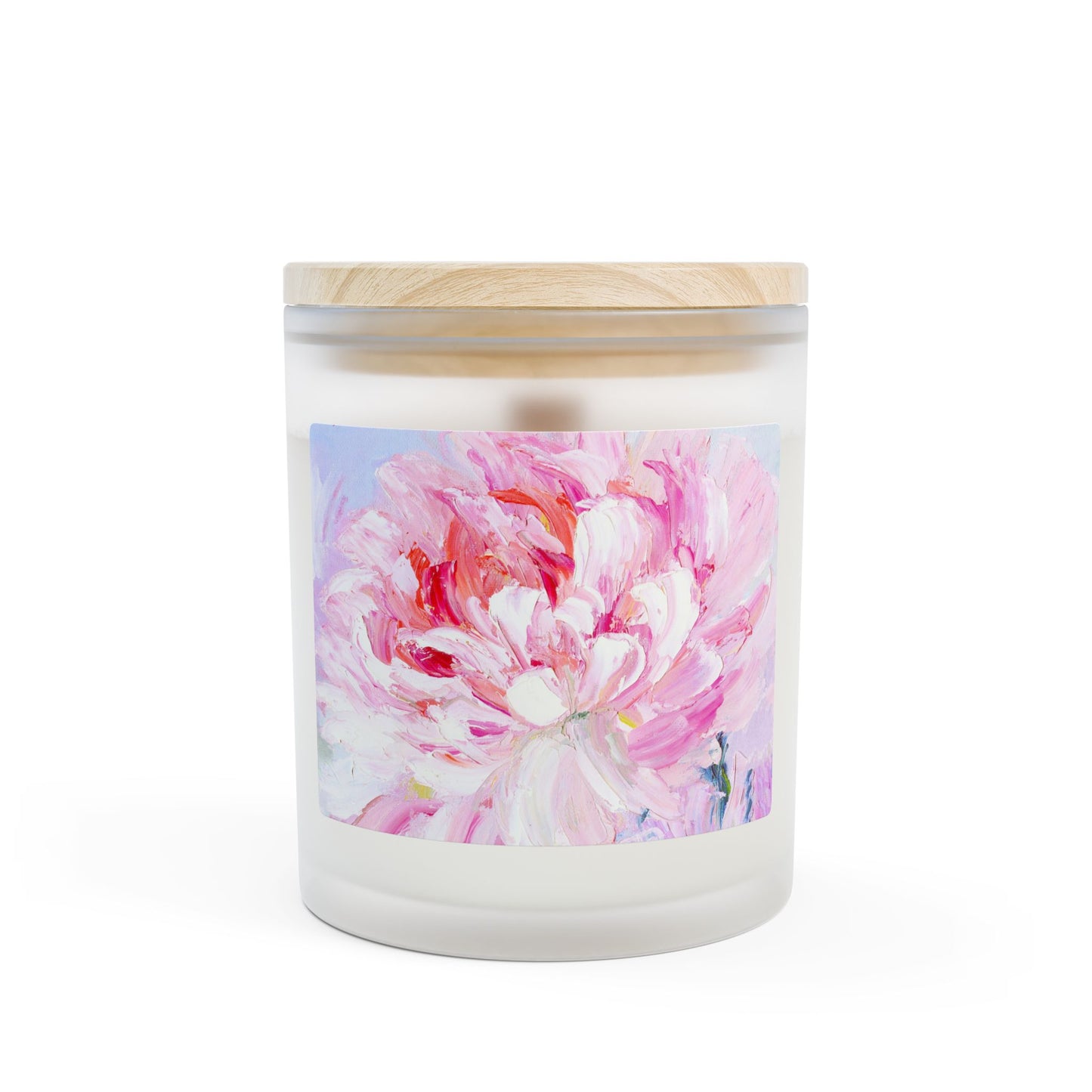 Floral Frosted Glass Candle - 11oz Artisan Aromatherapy