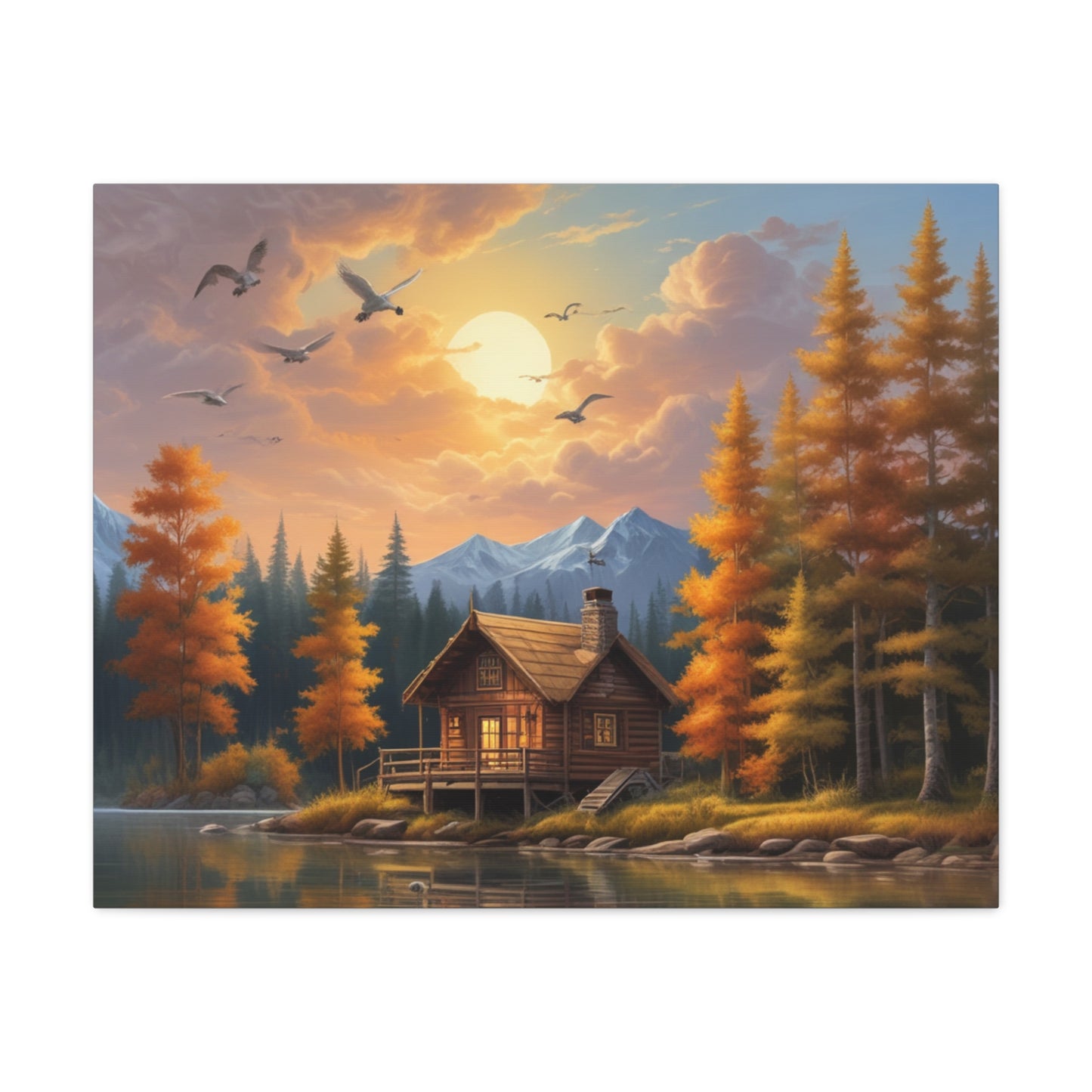 Canvas Wall Art Cabin by the Lake