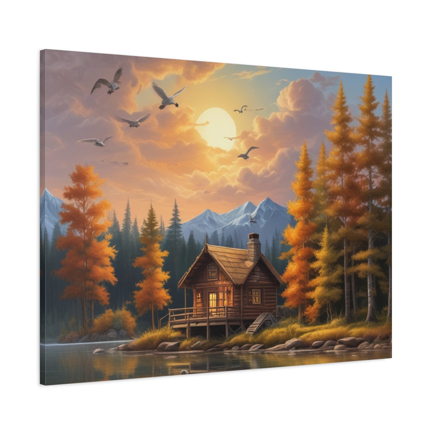 Canvas Wall Art Cabin by the Lake