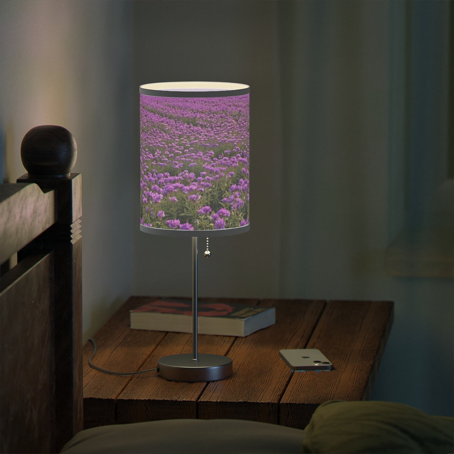 Purple Floral Table Lamp, Decorative Lighting, Home Decor, Bedroom Accessory, Gift for Her, Living Room Style