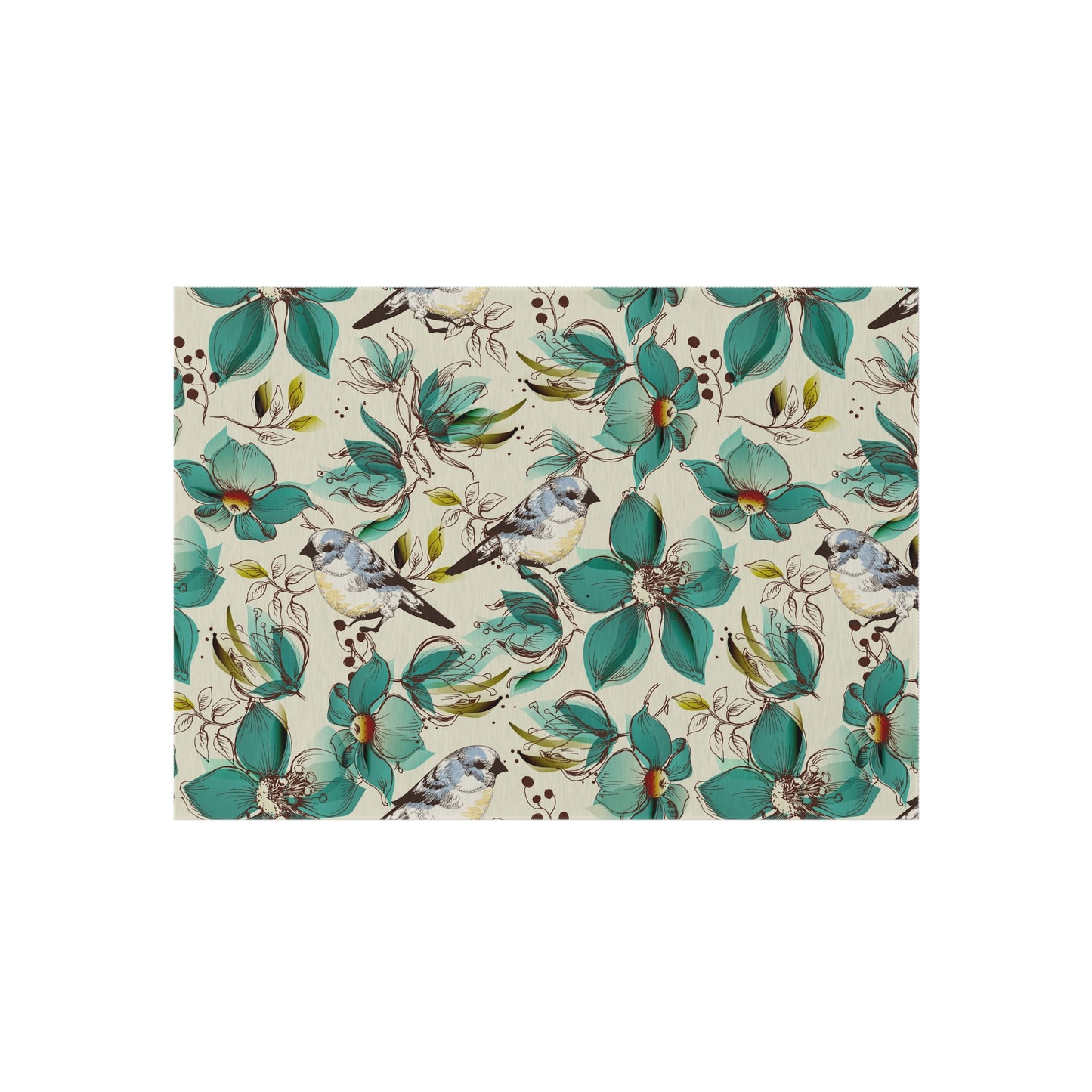 Floral Bird Outdoor Rug - Patio Decor for Spring and Summer