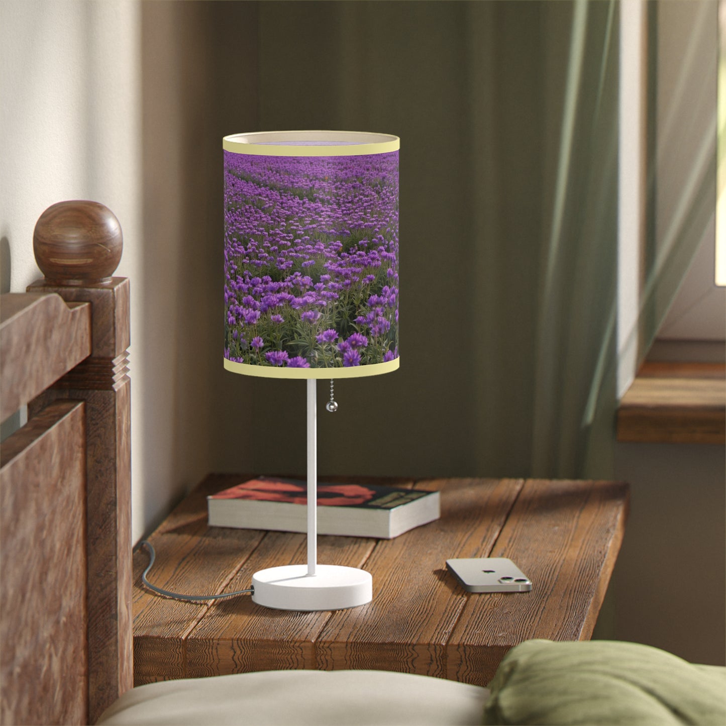 Purple Floral Table Lamp, Decorative Lighting, Home Decor, Bedroom Accessory, Gift for Her, Living Room Style