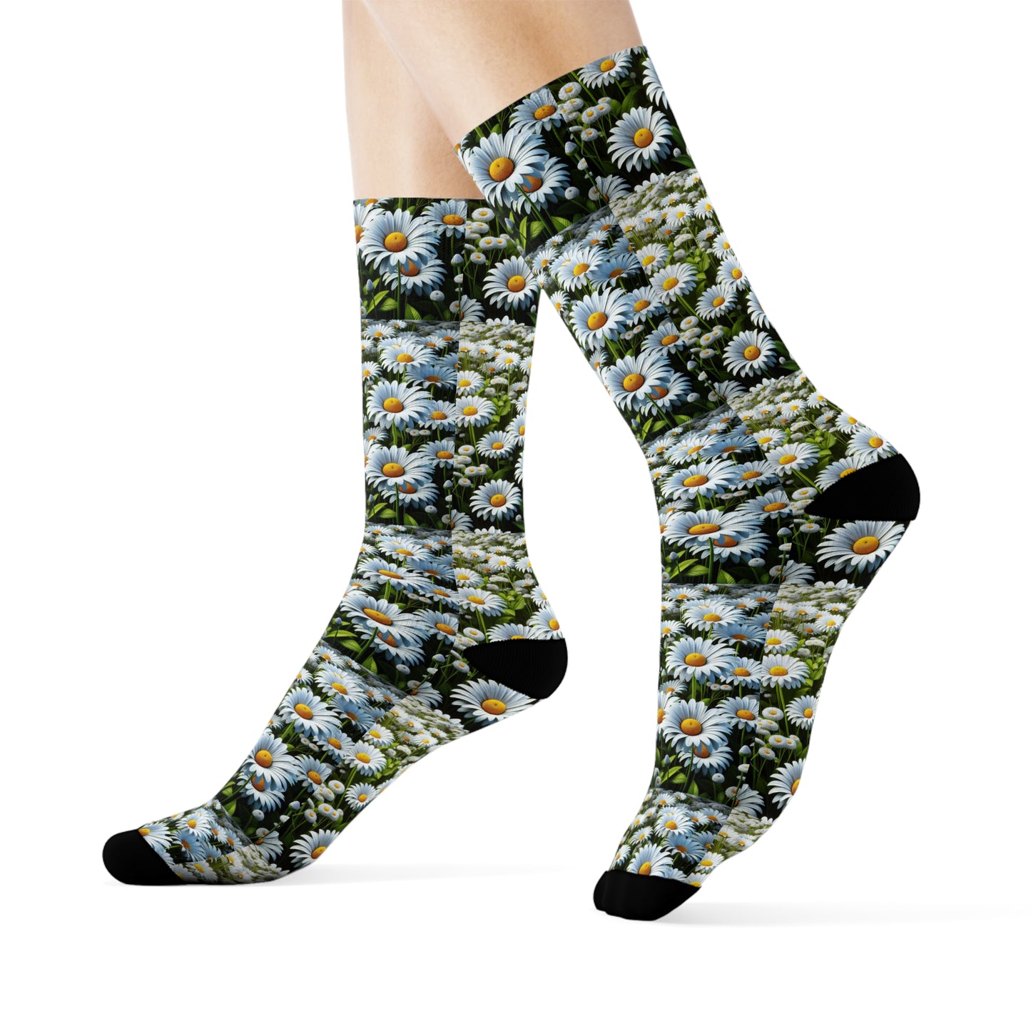 Floral Crew Socks - Whimsical Daisy Design for Everyday Wear