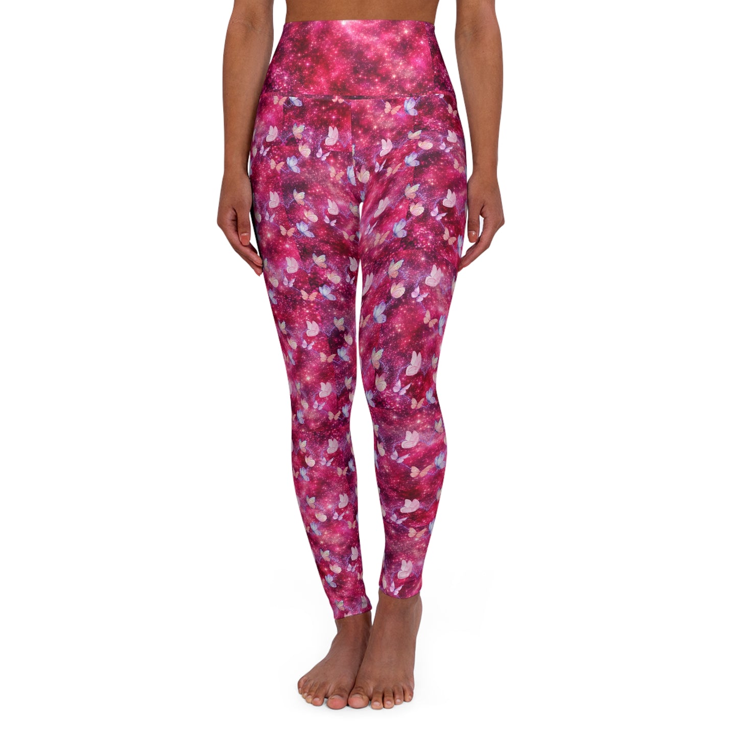 Yoga Leggings Butterfly Glitter Heart Valentine's Day