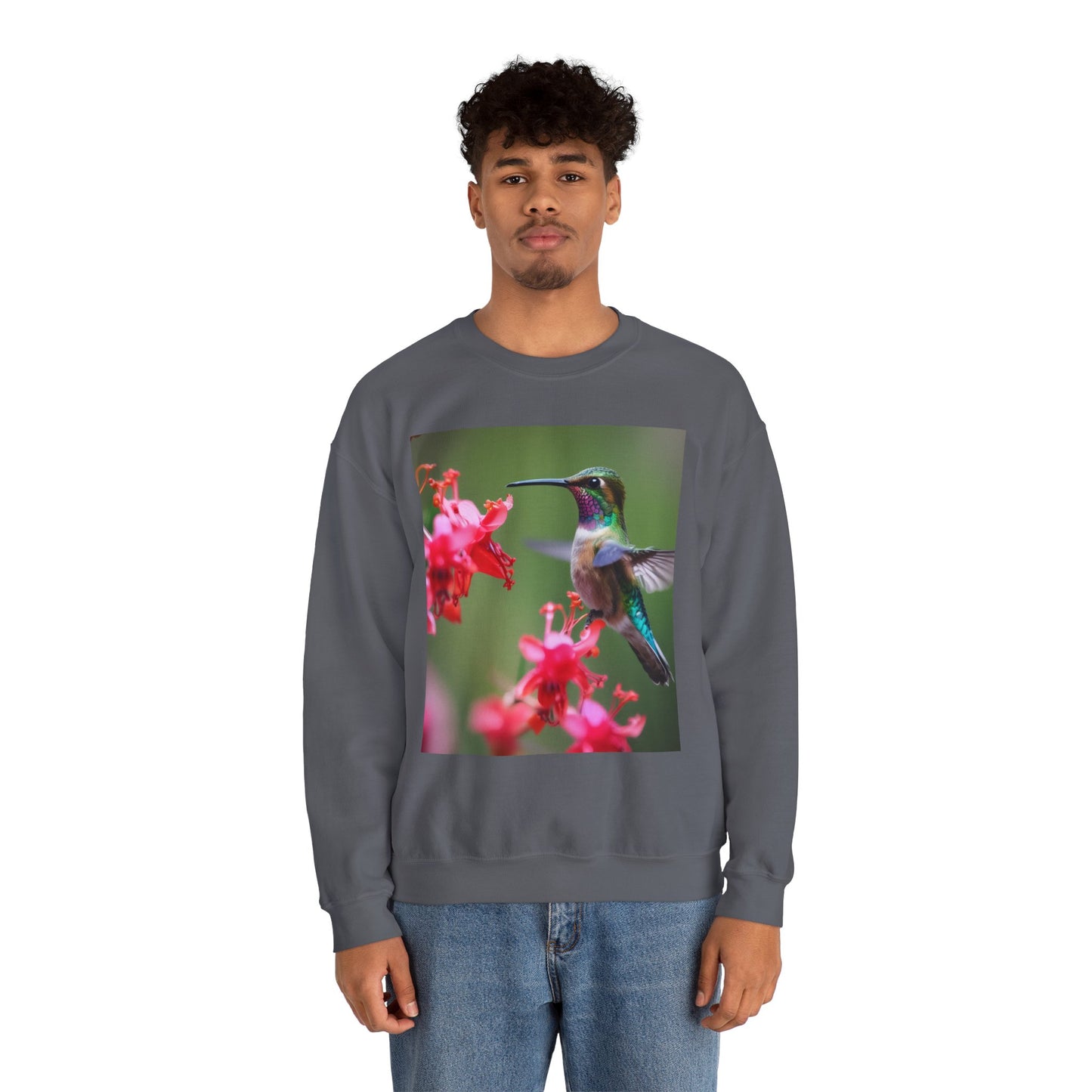 Fly free hummingbird & floral crewneck sweatshirt
