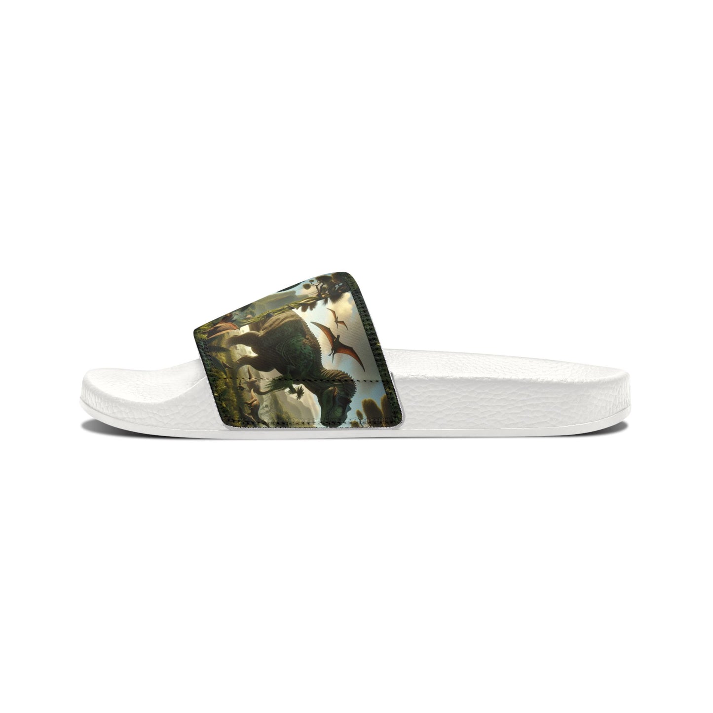 Youth Dinosaur Print Sandals - Removable Strap Slip-Ons for Summer Fun