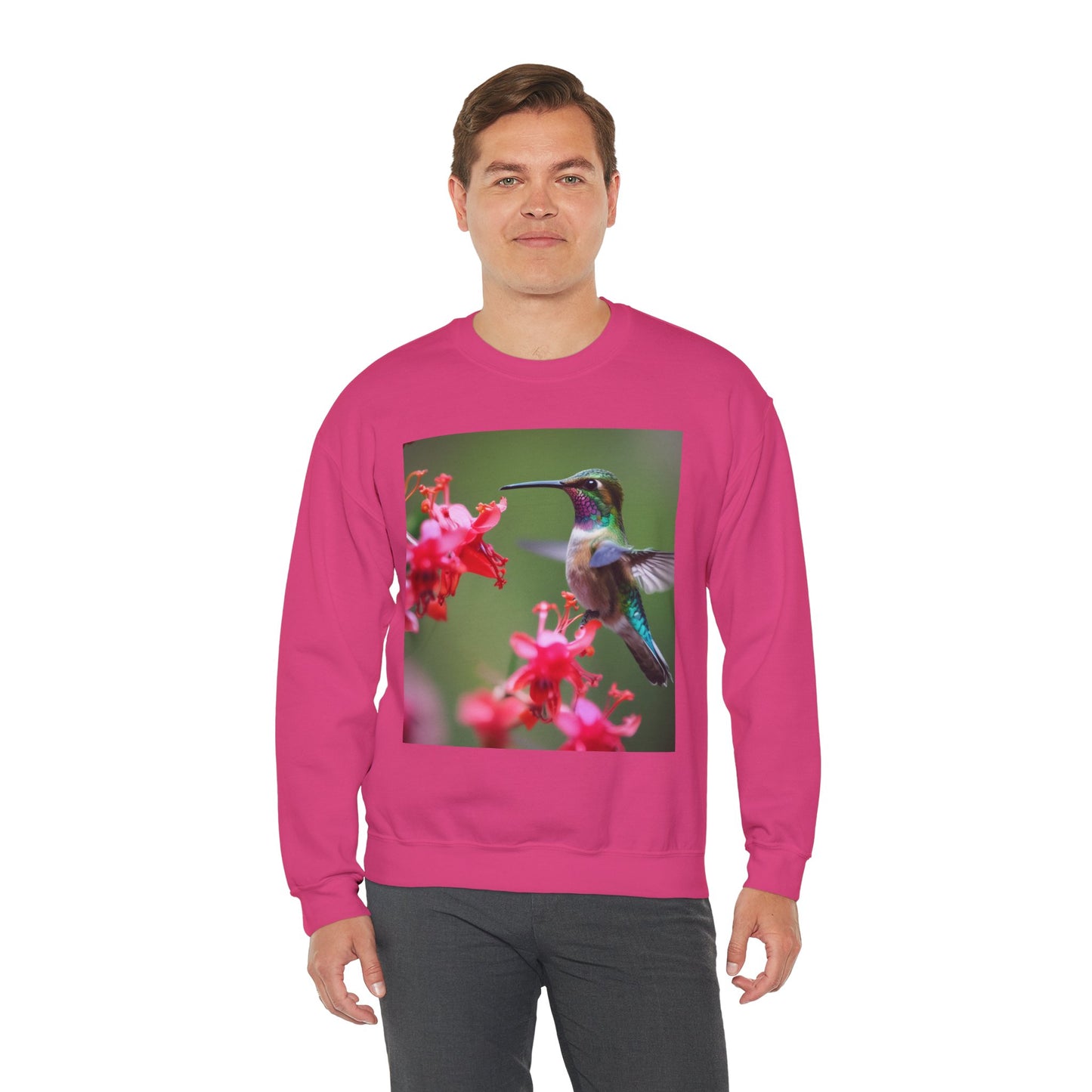 Fly free hummingbird & floral crewneck sweatshirt