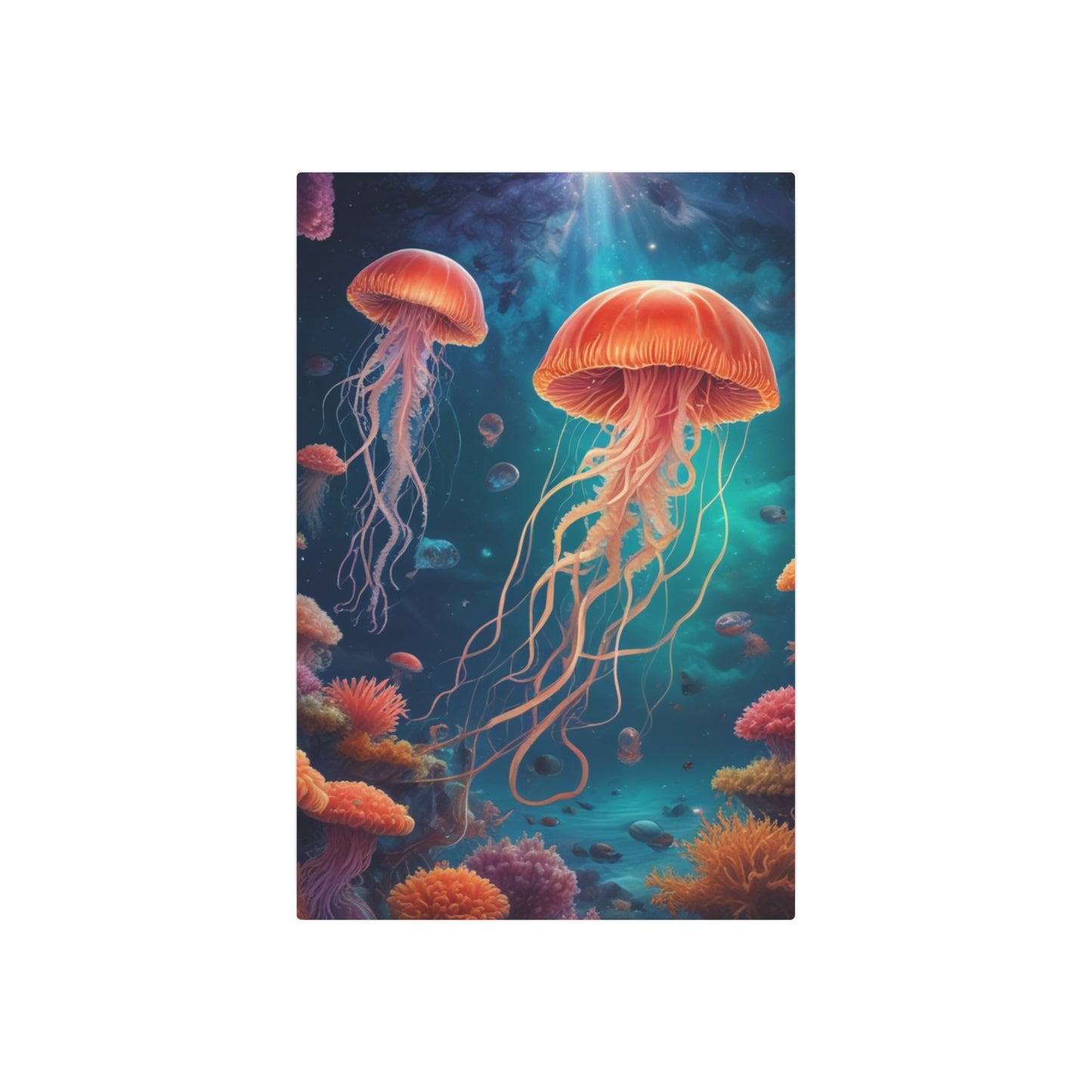 Metal Art Sign - Down in the Deep Jellyfish Design