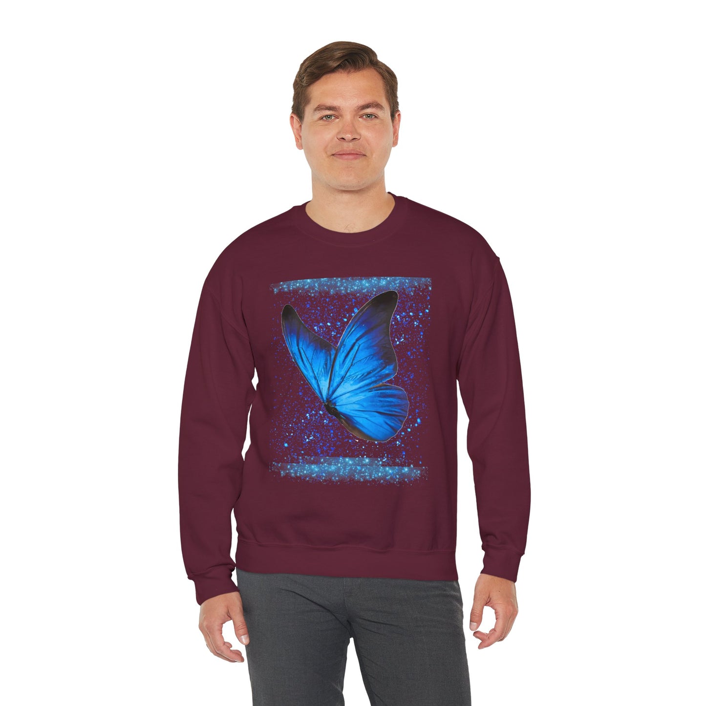 Sparkle Blue Butterfly Unisex Sweatshirt - Heavy Blend Crewneck
