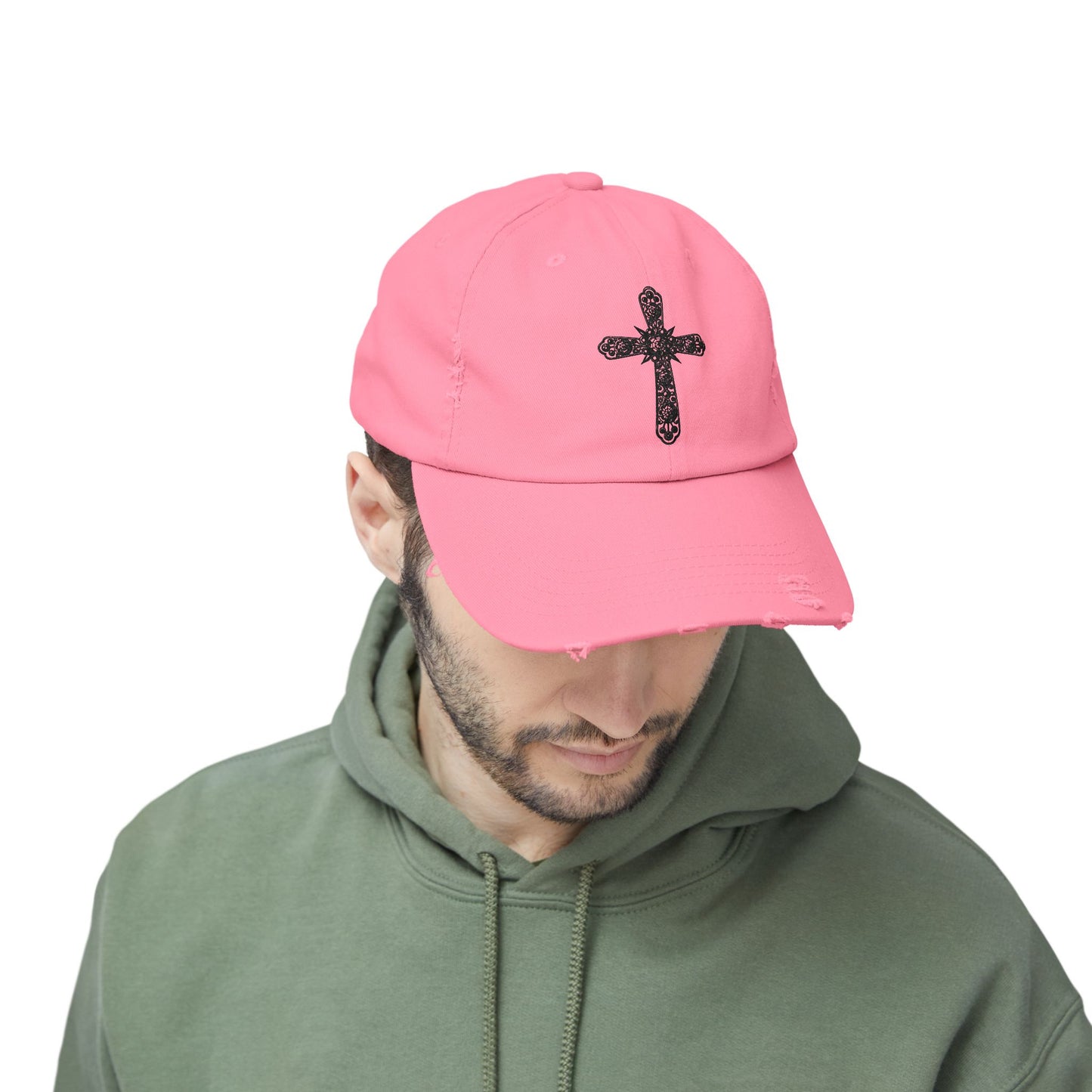Unisex Distressed Cross Cap - Faith-Inspired Fashion Accessory