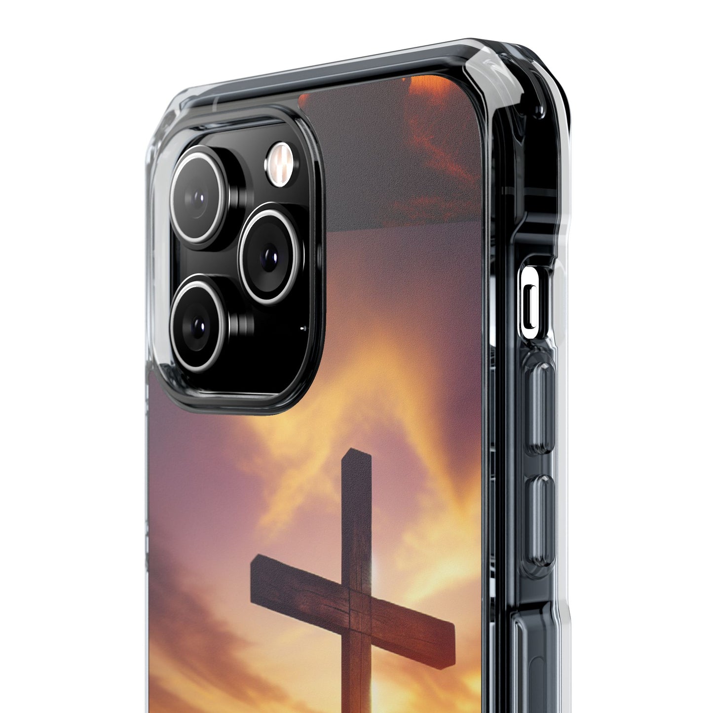 Sunset Cross Magnetic Clear Impact Case - Faith-Inspired Phone Protection