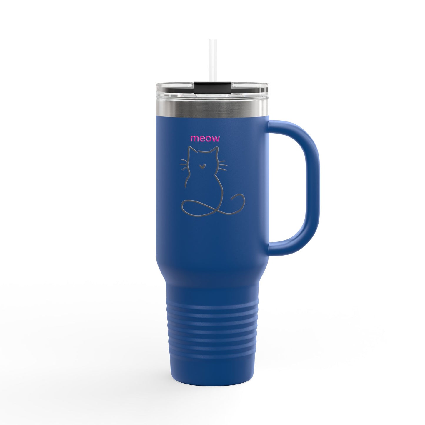 Cute Cat Insulated Travel Mug - 40oz Meow Design for Coffee Lovers