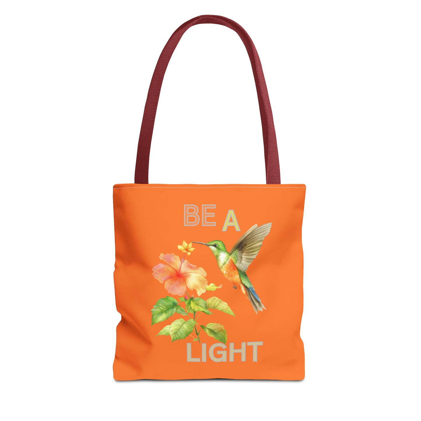 Floral Hummingbird Tote Bag - Be a Light, Eco-Friendly Shopping Bag, Summer Accessory, Gift for Nature Lovers, Inspirational Quote