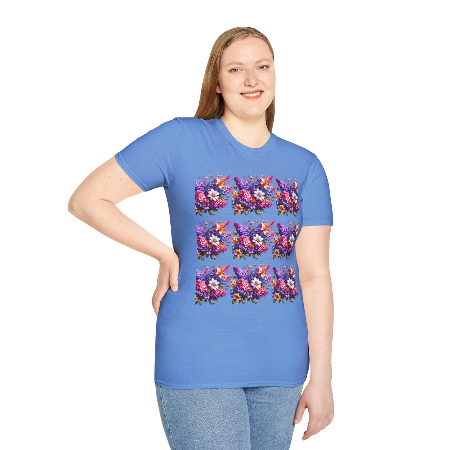 Floral Pattern Unisex Softstyle T-Shirt - Vibrant Spring Design