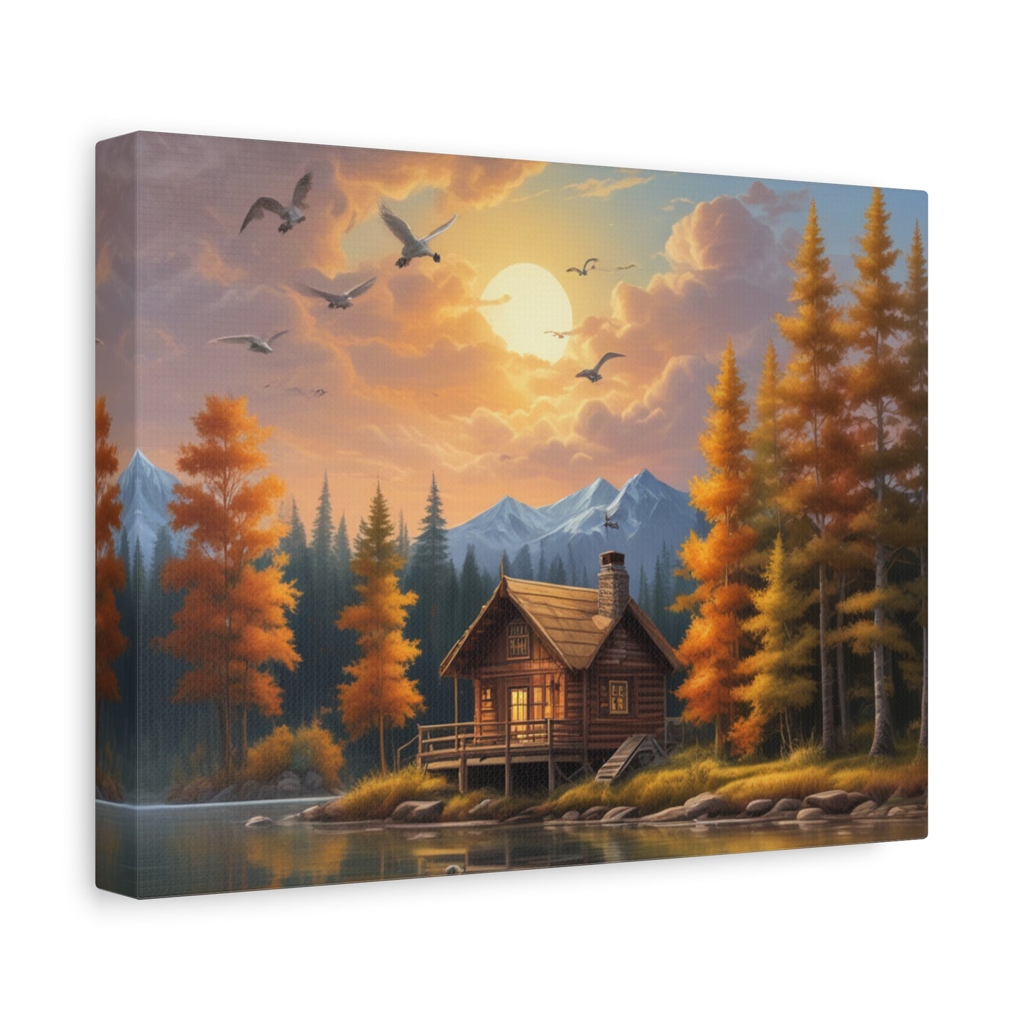 Canvas Wall Art Cabin by the Lake