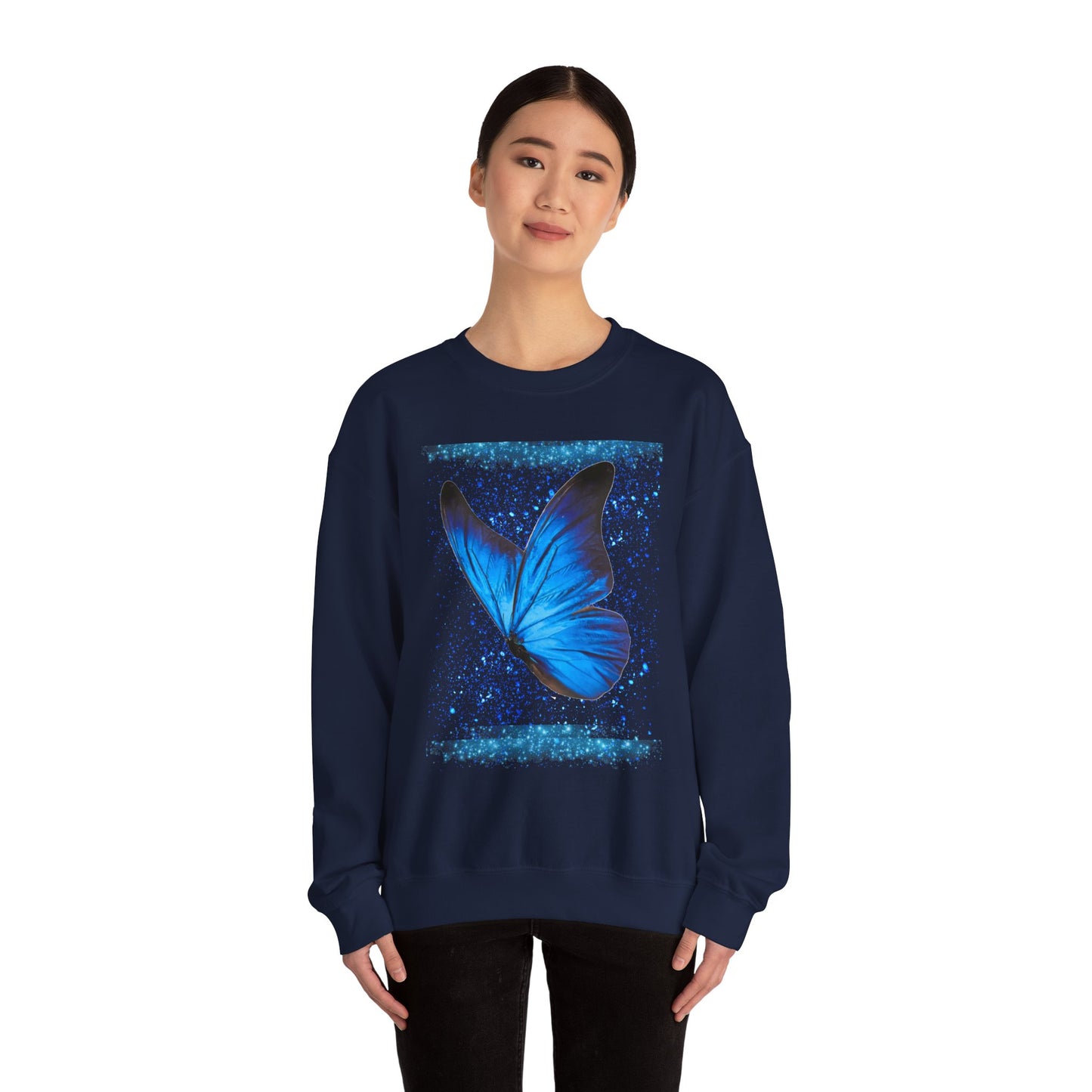 Sparkle Blue Butterfly Unisex Sweatshirt - Heavy Blend Crewneck