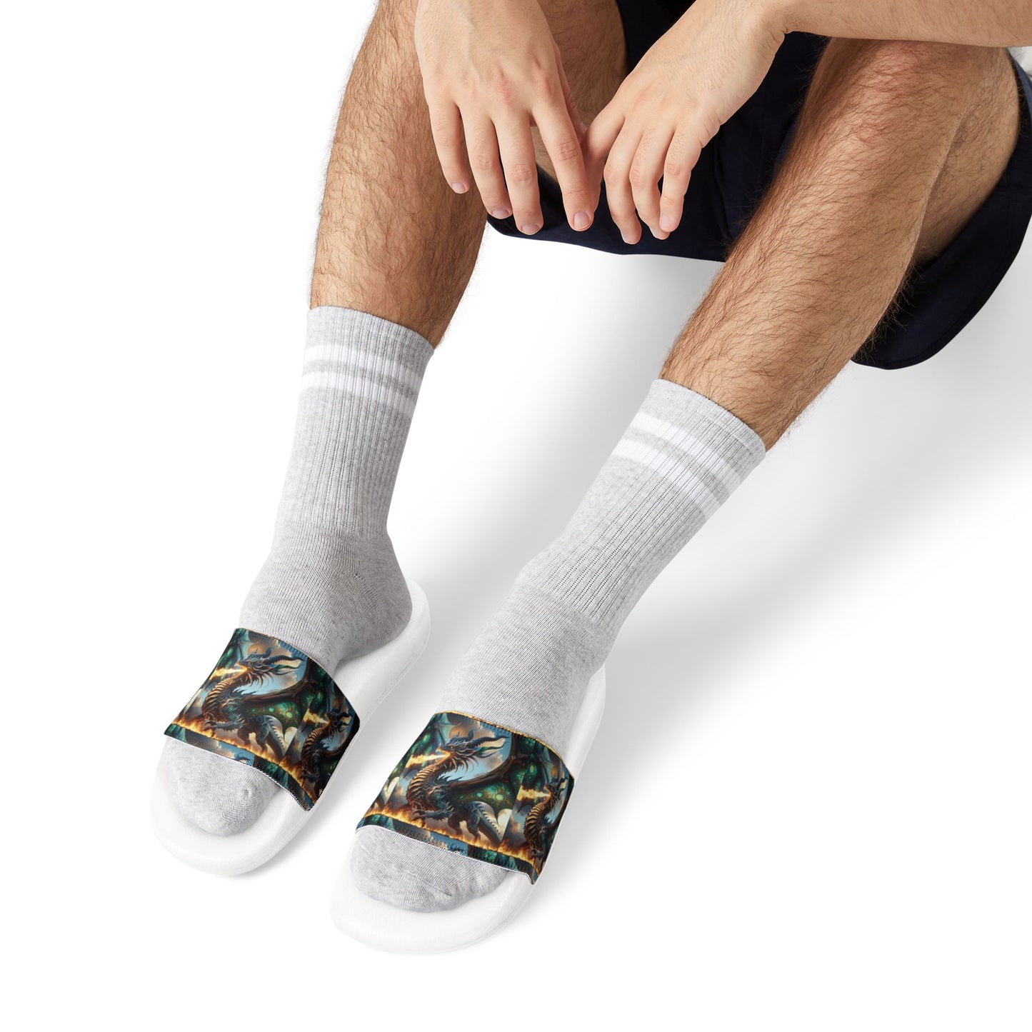 Stylish Dragon Graphic Men's Sandals - Perfect for Summer and Relaxation