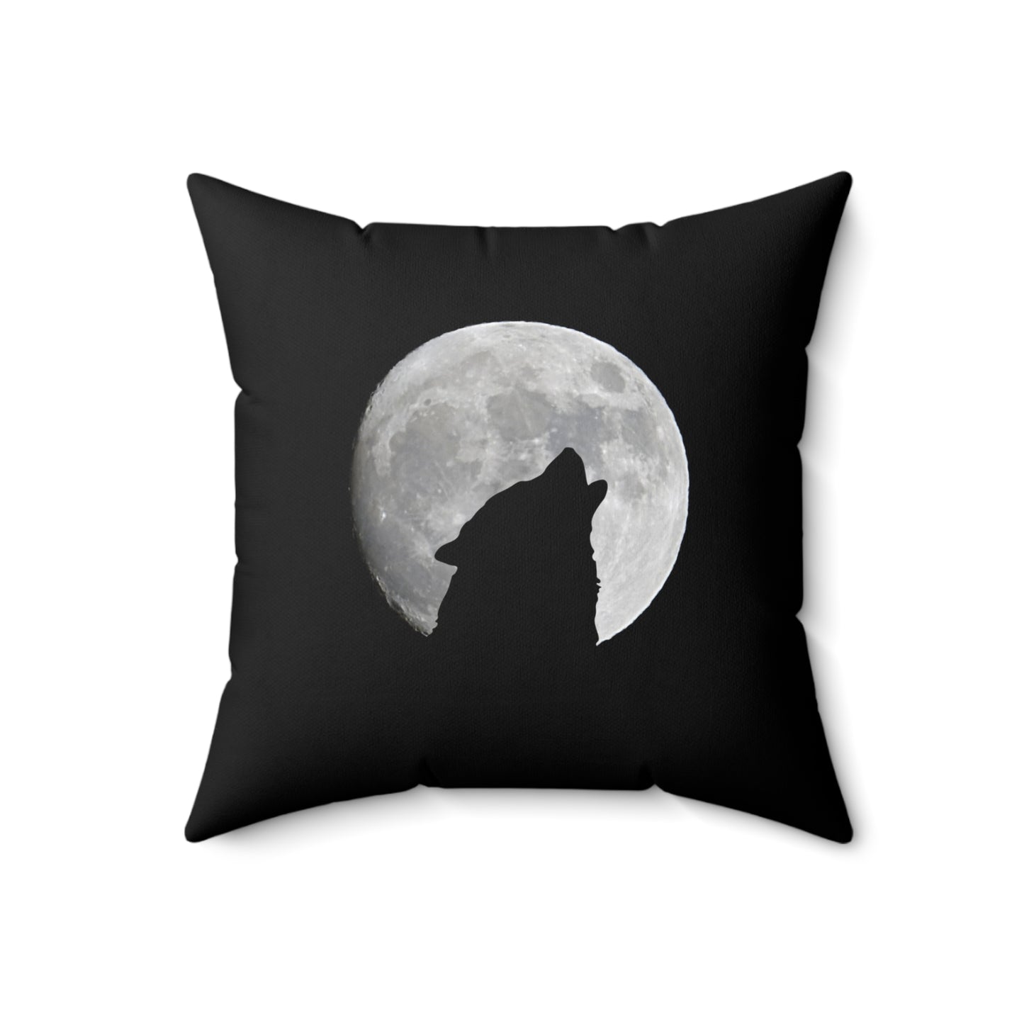 Howling Wolf Moon Square Pillow - Cozy Home Decor for Animal Lovers