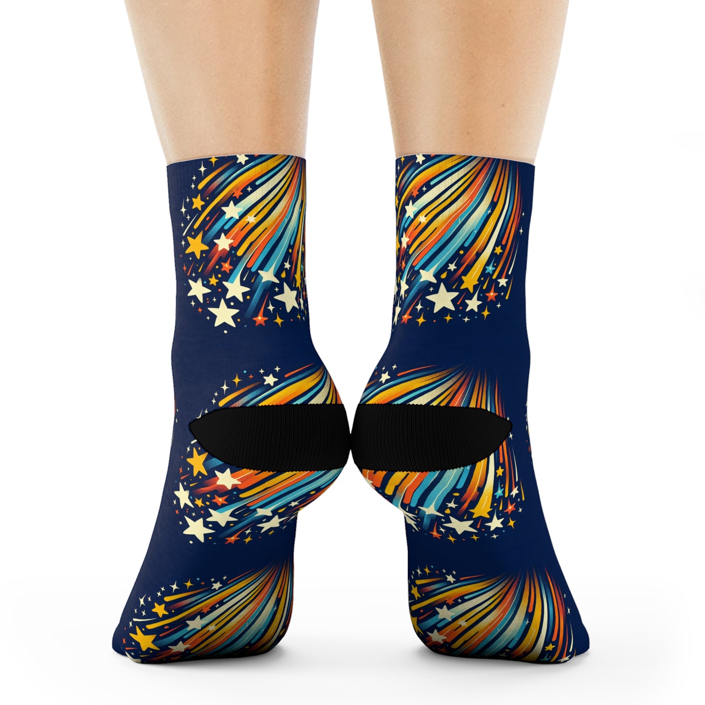 Colorful Starburst Crew Socks - Fun & Comfy Footwear for All Occasions