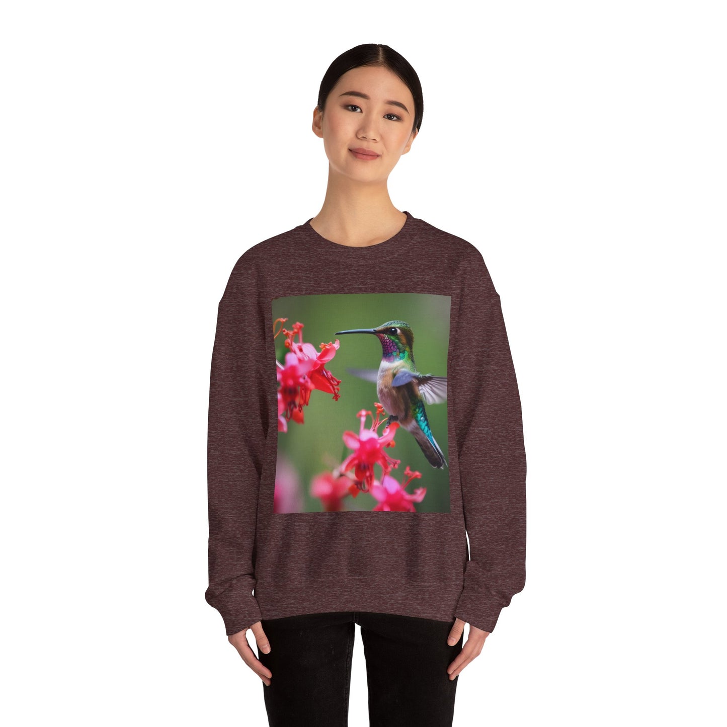 Fly free hummingbird & floral crewneck sweatshirt