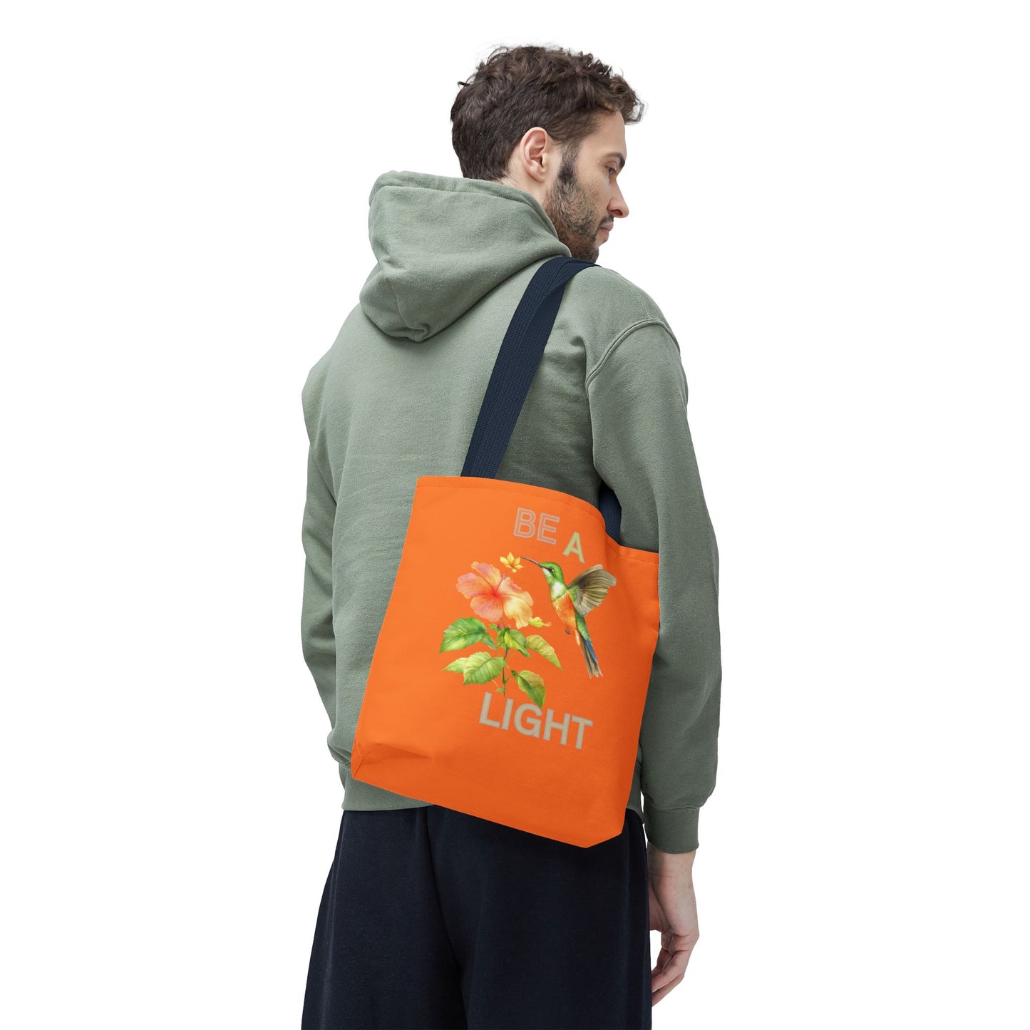 Floral Hummingbird Tote Bag - Be a Light, Eco-Friendly Shopping Bag, Summer Accessory, Gift for Nature Lovers, Inspirational Quote