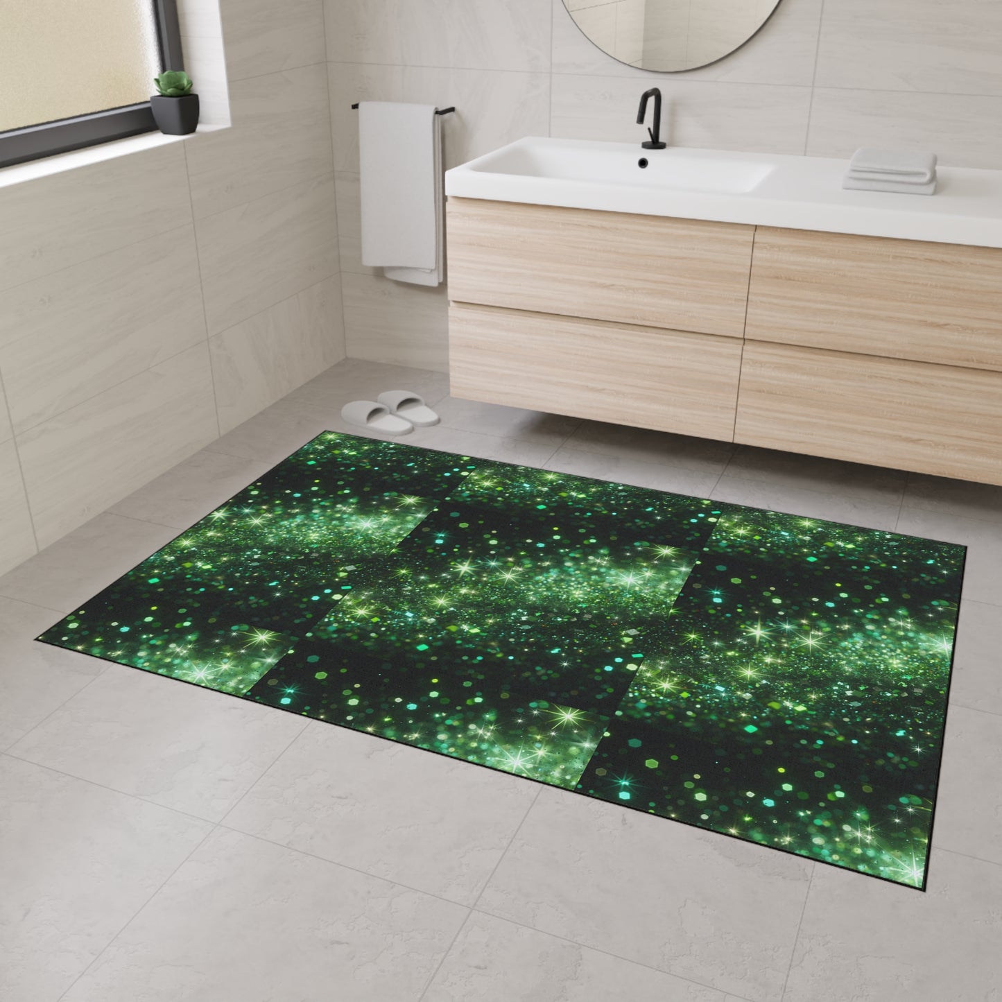 Heavy Duty Floor Mat - Textured Green Glam, Durable Entrance Rug, Eco-Friendly Home Decor, Kitchen and Office Flooring