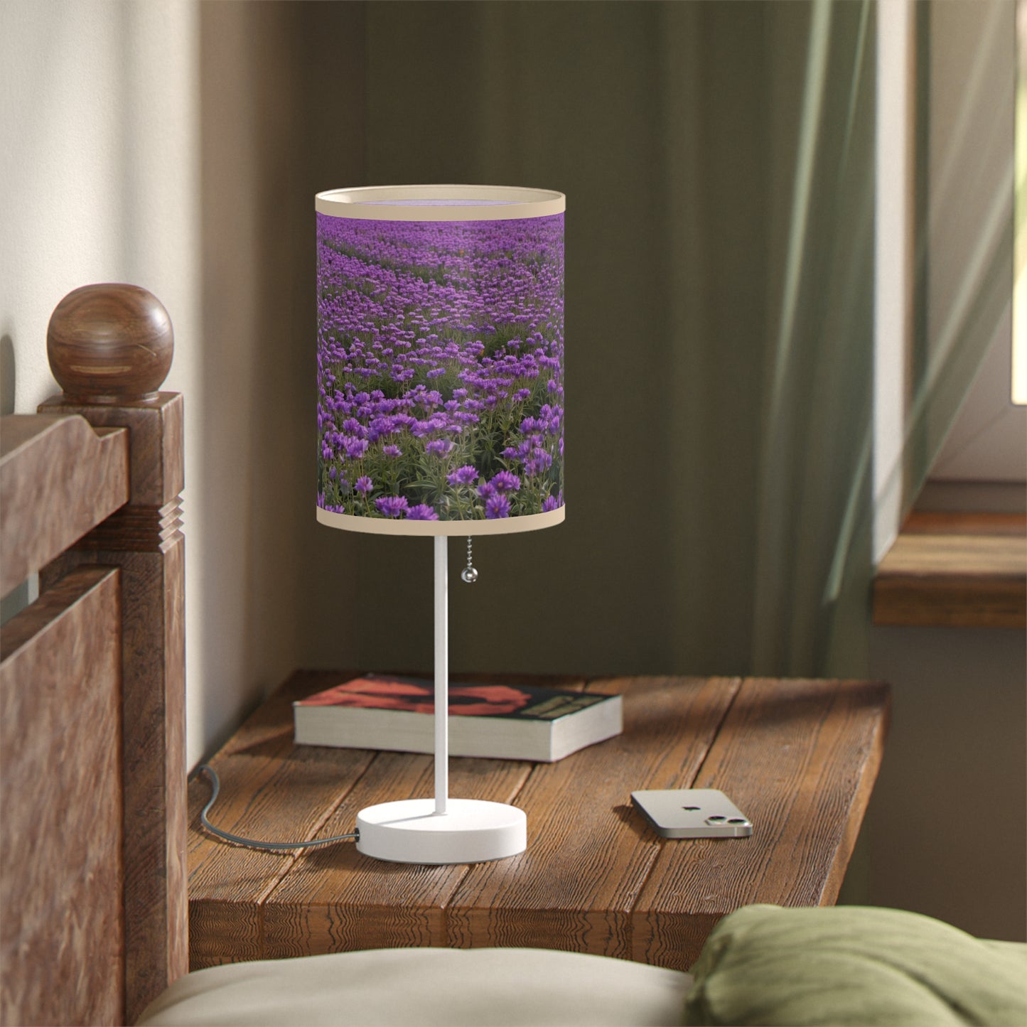 Purple Floral Table Lamp, Decorative Lighting, Home Decor, Bedroom Accessory, Gift for Her, Living Room Style