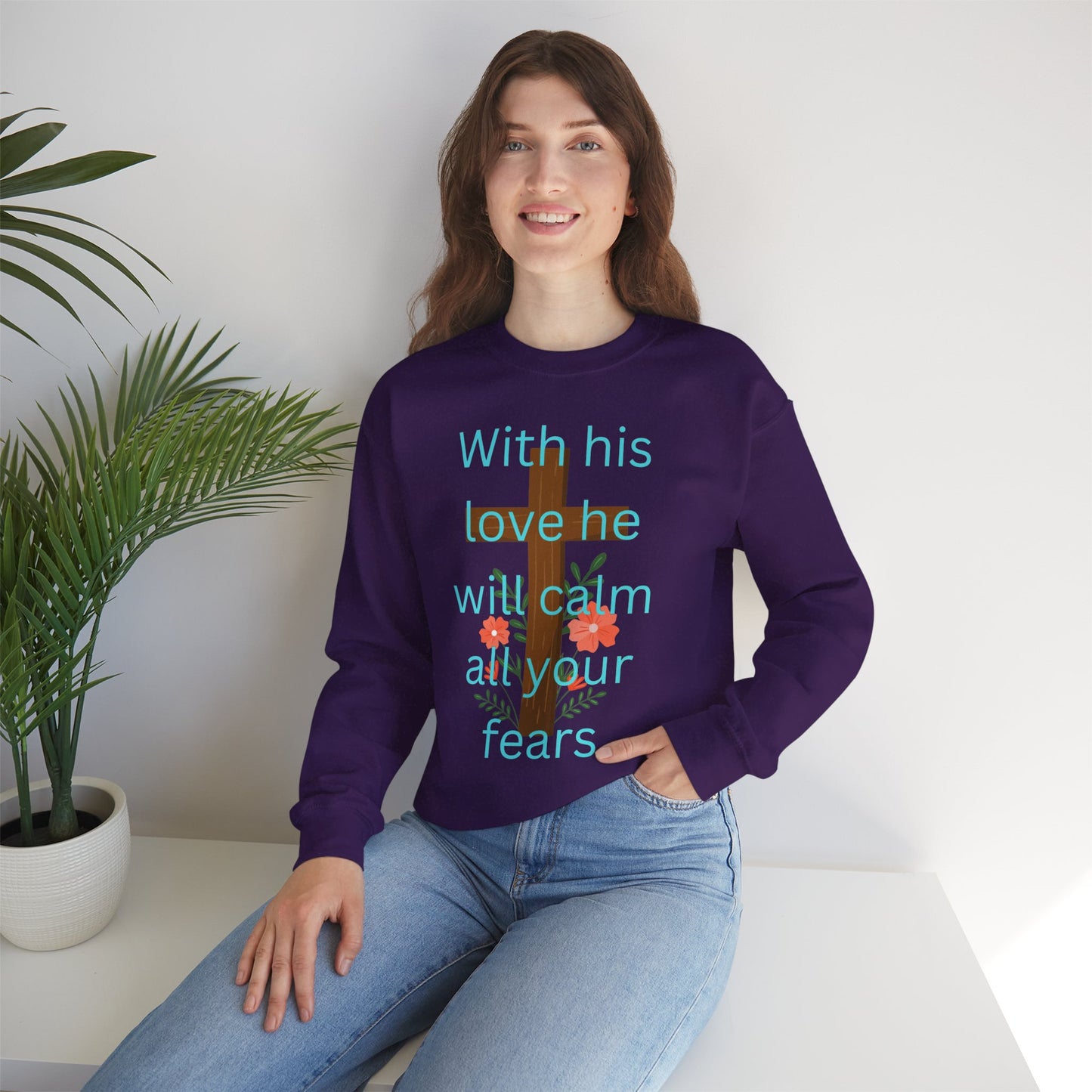 Christian Cross Floral Unisex Sweatshirt