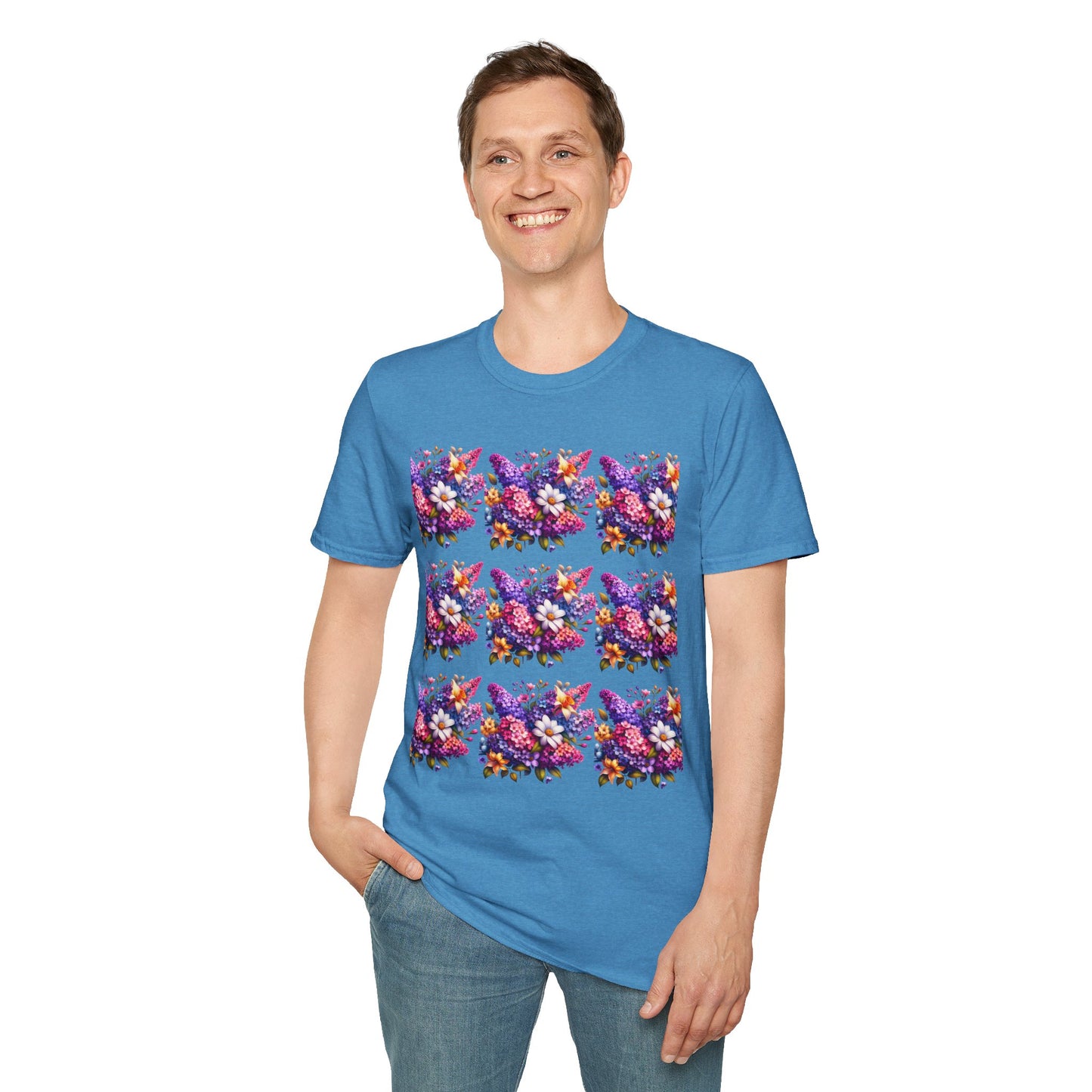 Floral Pattern Unisex Softstyle T-Shirt - Vibrant Spring Design