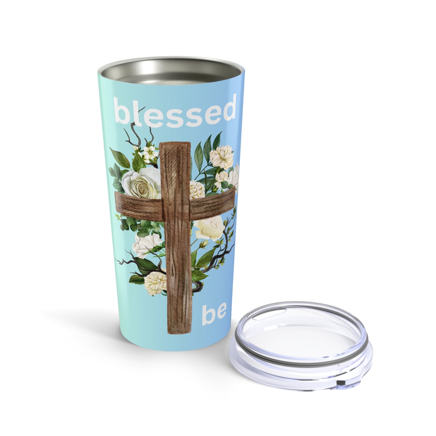 Blessed Be Floral Cross 20oz Tumbler - Inspirational Travel Mug for Faith and Everyday Moments