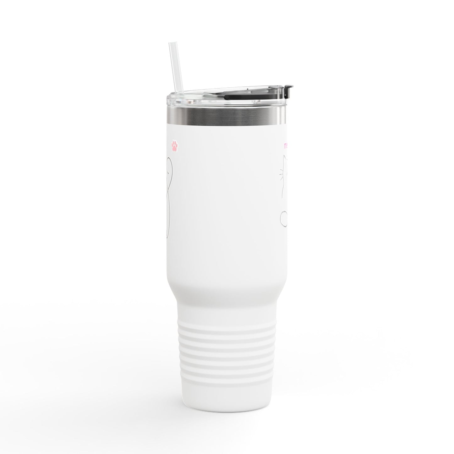Cute Cat Insulated Travel Mug - 40oz Meow Design for Coffee Lovers