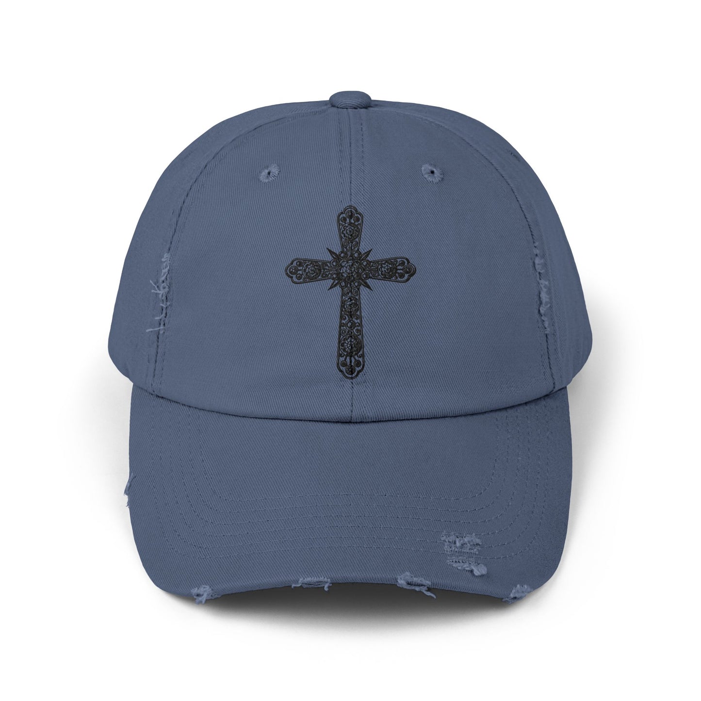 Unisex Distressed Cross Cap - Faith-Inspired Fashion Accessory