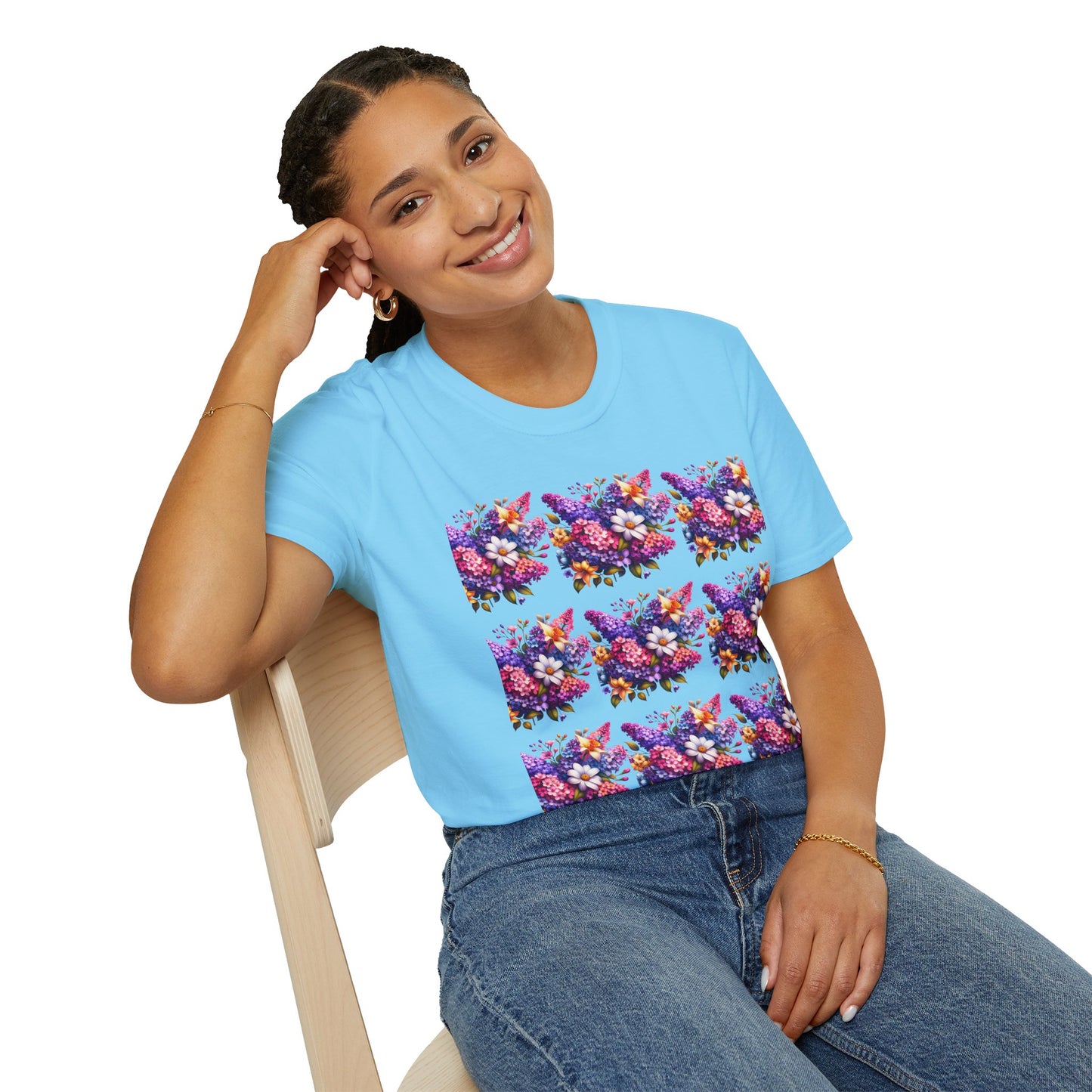 Floral Pattern Unisex Softstyle T-Shirt - Vibrant Spring Design