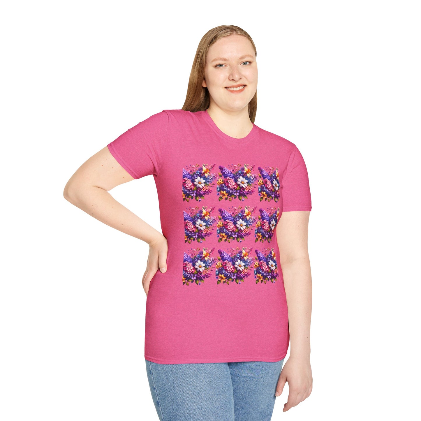 Floral Pattern Unisex Softstyle T-Shirt - Vibrant Spring Design