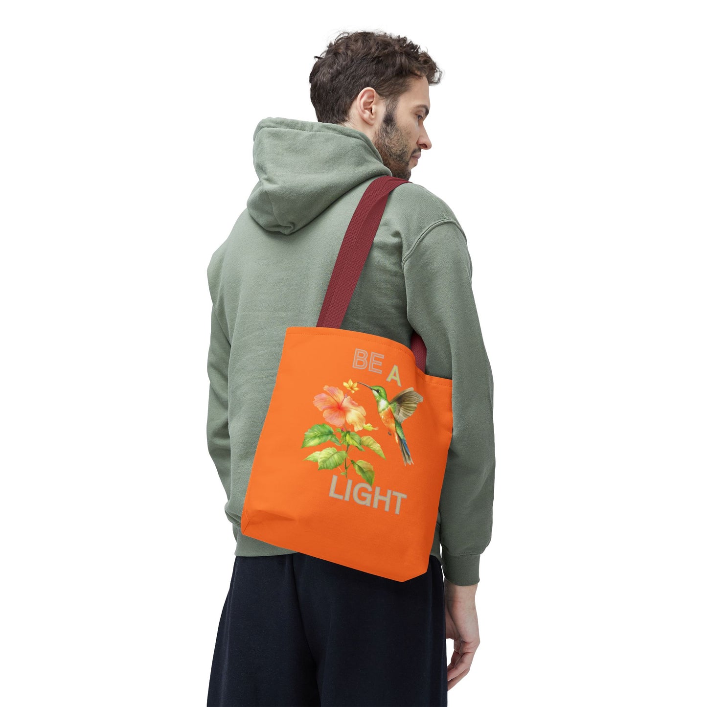 Floral Hummingbird Tote Bag - Be a Light, Eco-Friendly Shopping Bag, Summer Accessory, Gift for Nature Lovers, Inspirational Quote