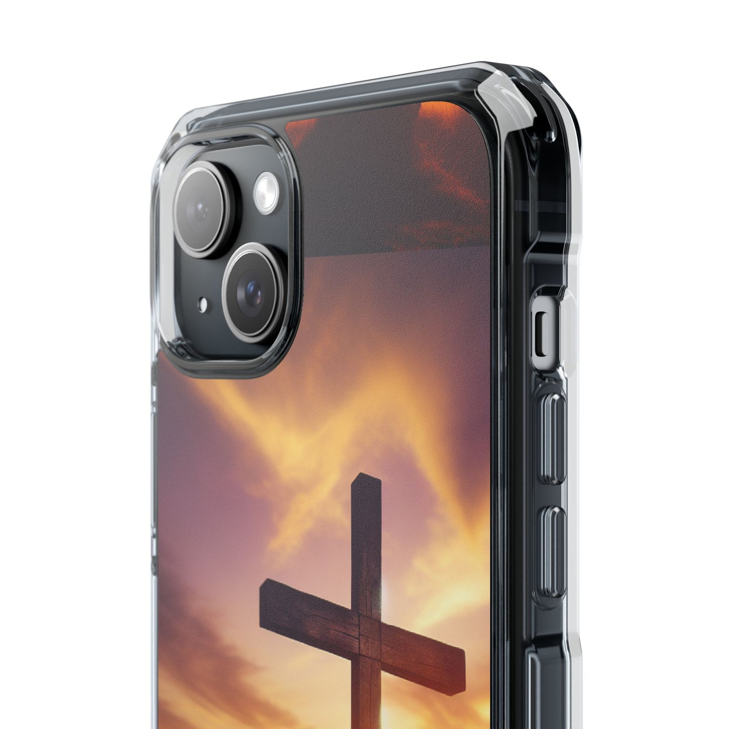 Sunset Cross Magnetic Clear Impact Case - Faith-Inspired Phone Protection