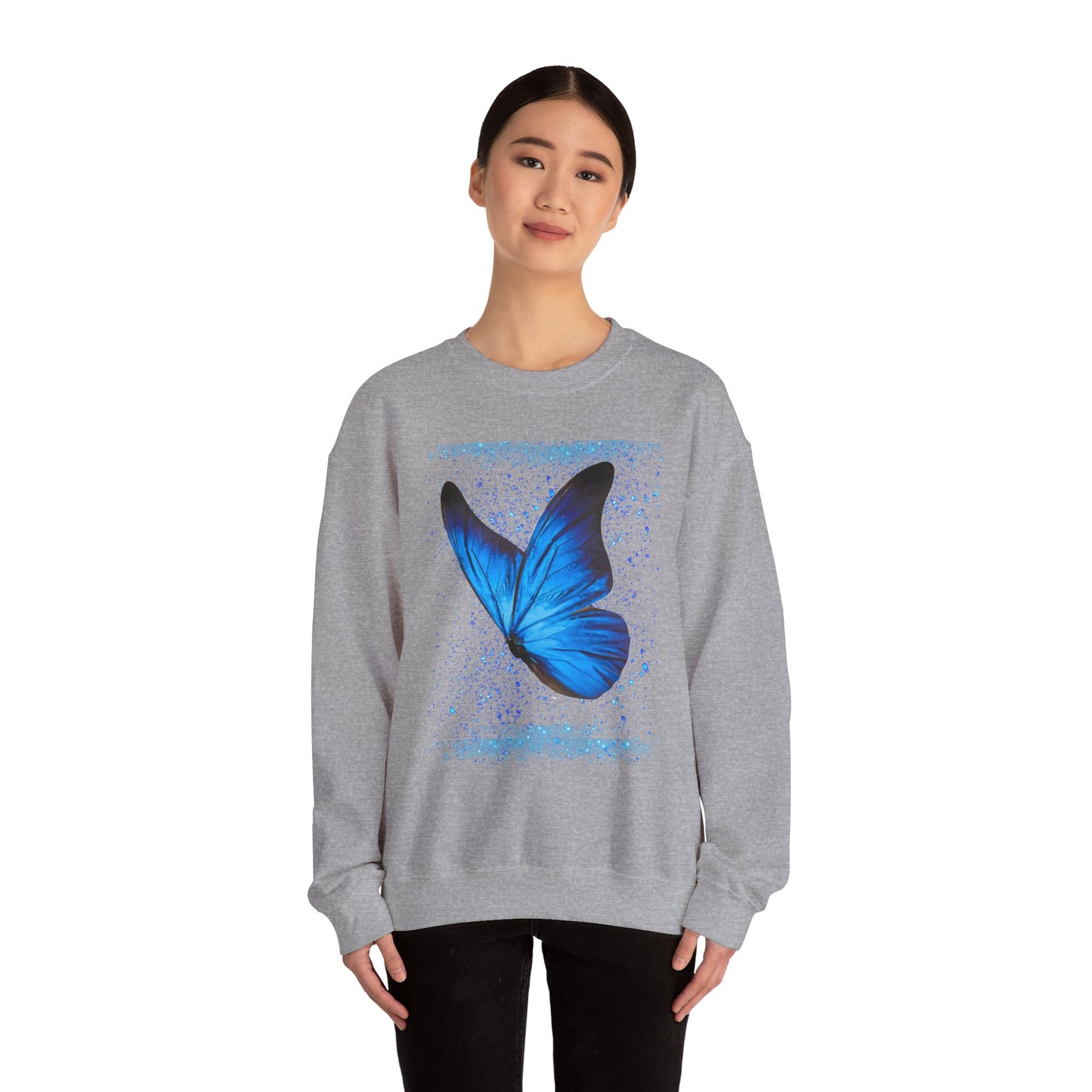Sparkle Blue Butterfly Unisex Sweatshirt - Heavy Blend Crewneck