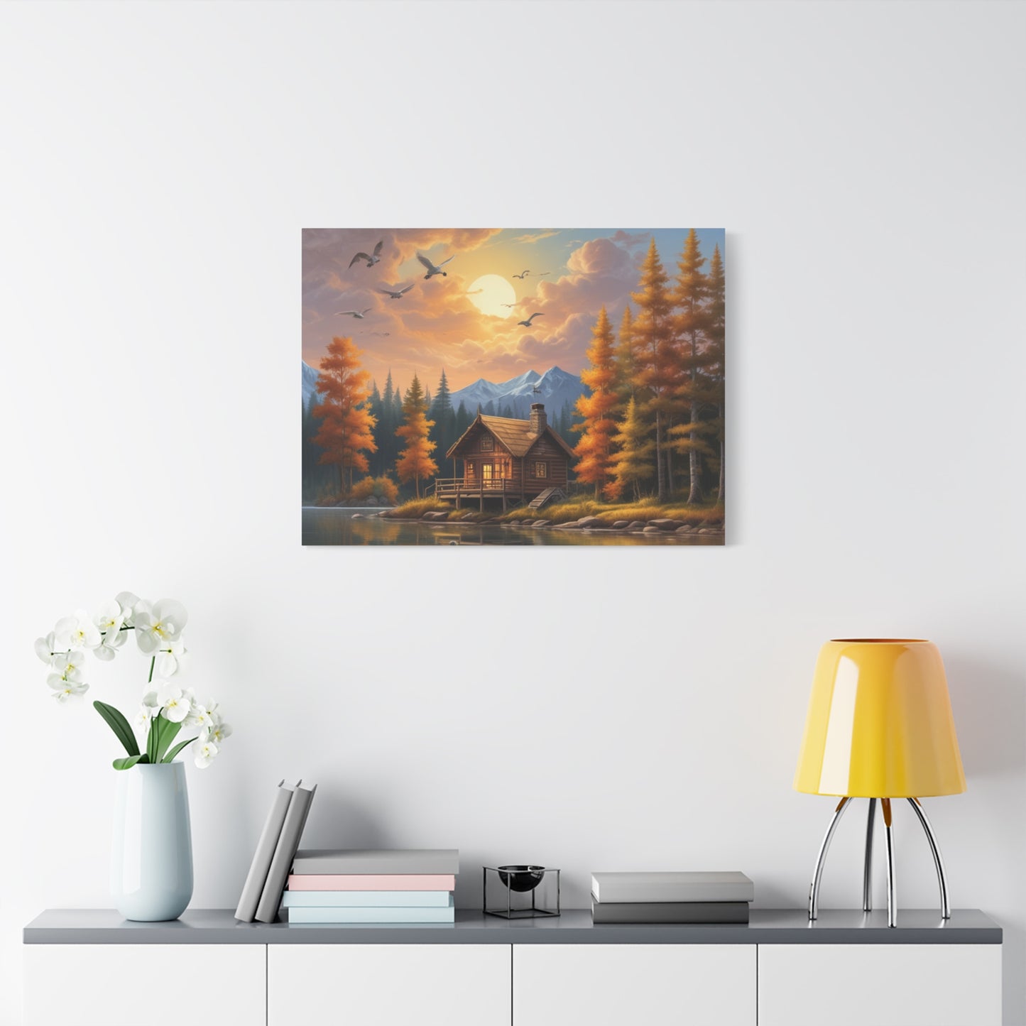 Canvas Wall Art Cabin by the Lake