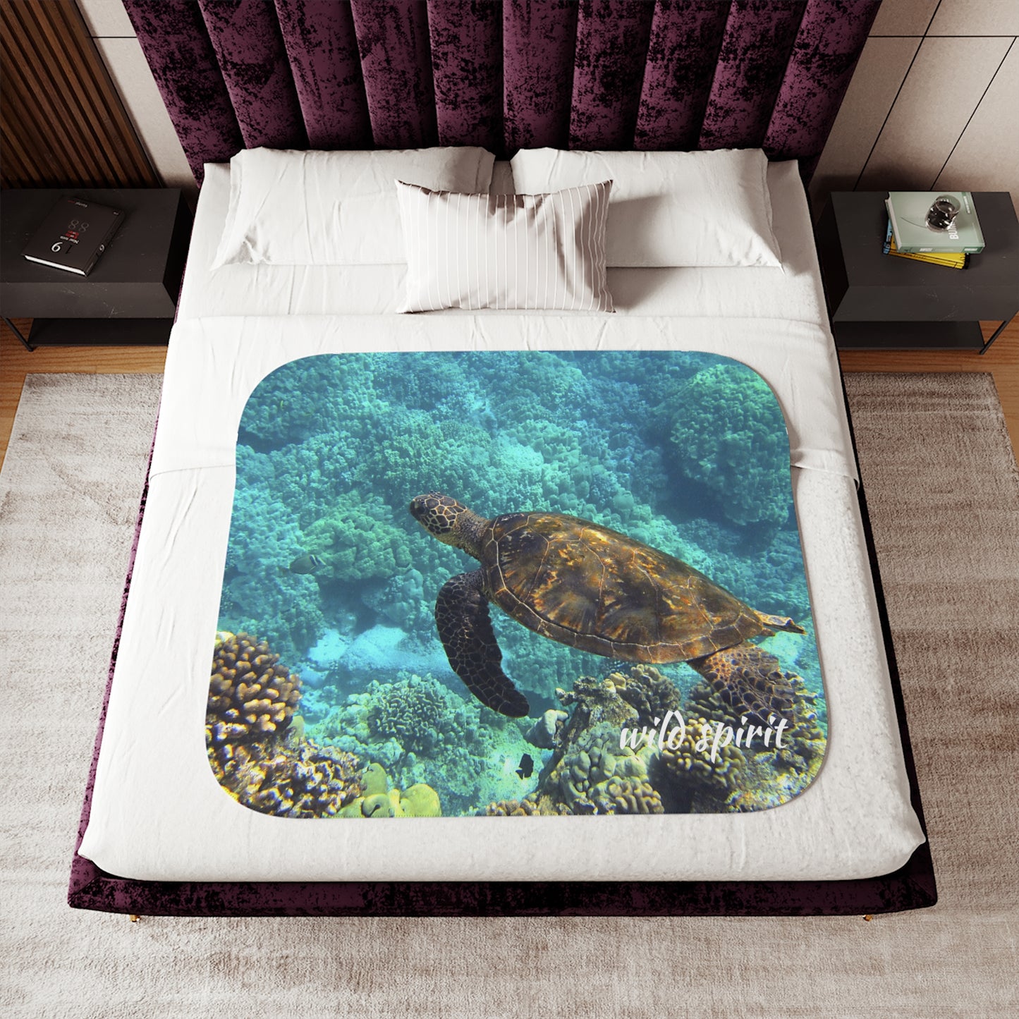 Sherpa Blanket, Sea Turtle Design