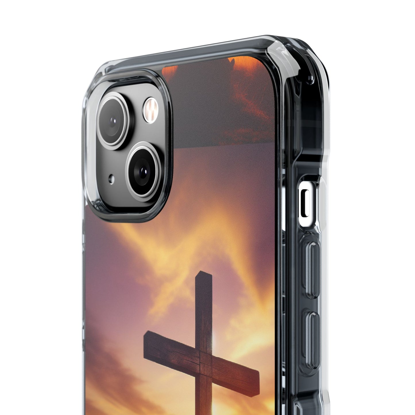 Sunset Cross Magnetic Clear Impact Case - Faith-Inspired Phone Protection