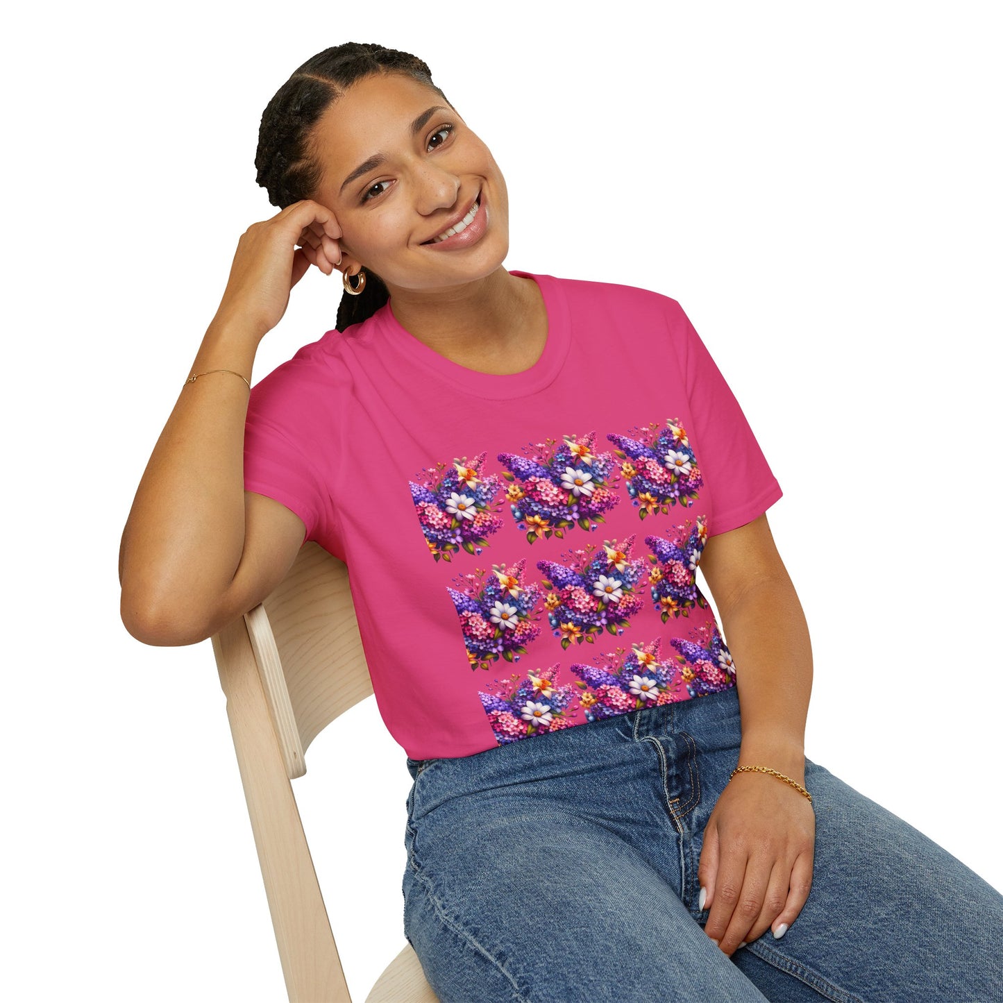 Floral Pattern Unisex Softstyle T-Shirt - Vibrant Spring Design