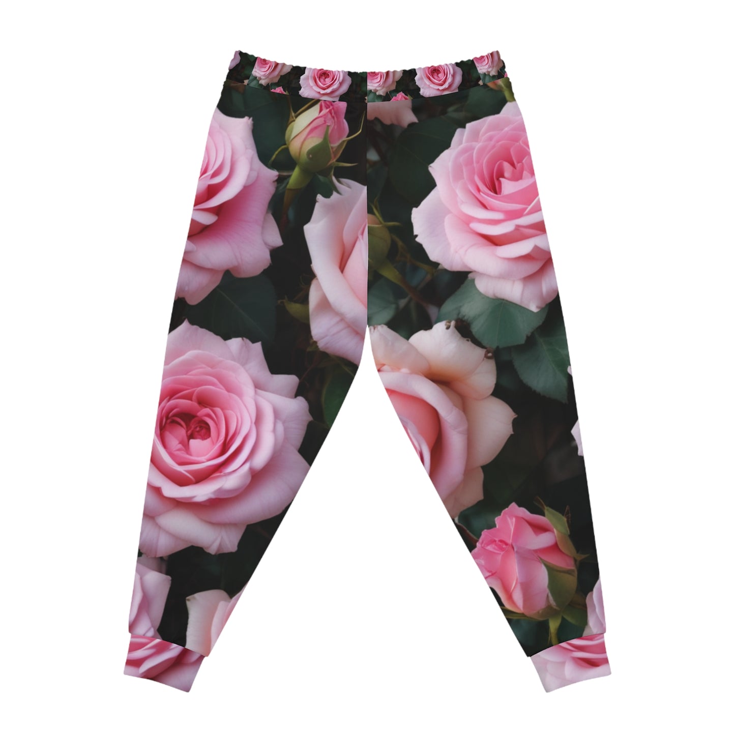 Floral Fusion rose-patterned athletic joggers