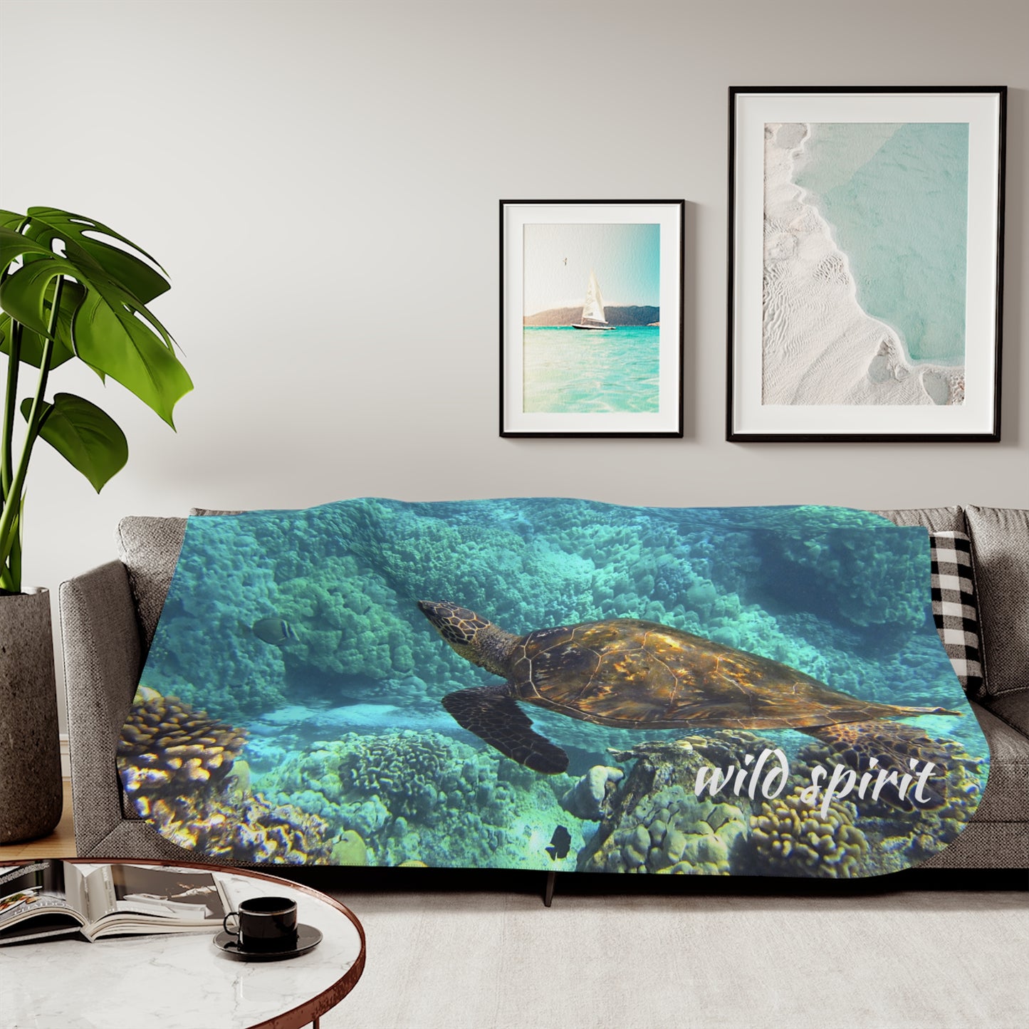 Sherpa Blanket, Sea Turtle Design