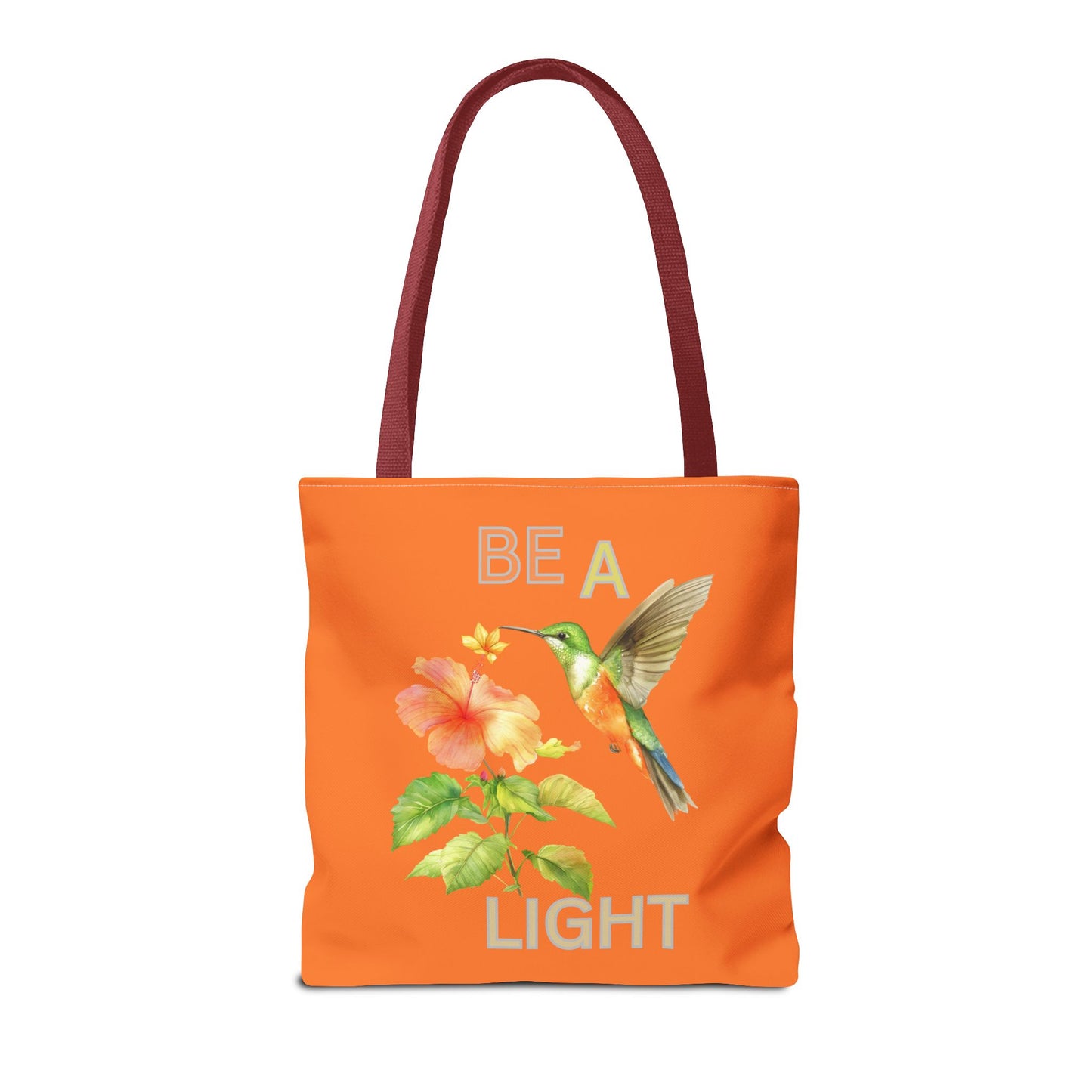 Floral Hummingbird Tote Bag - Be a Light, Eco-Friendly Shopping Bag, Summer Accessory, Gift for Nature Lovers, Inspirational Quote