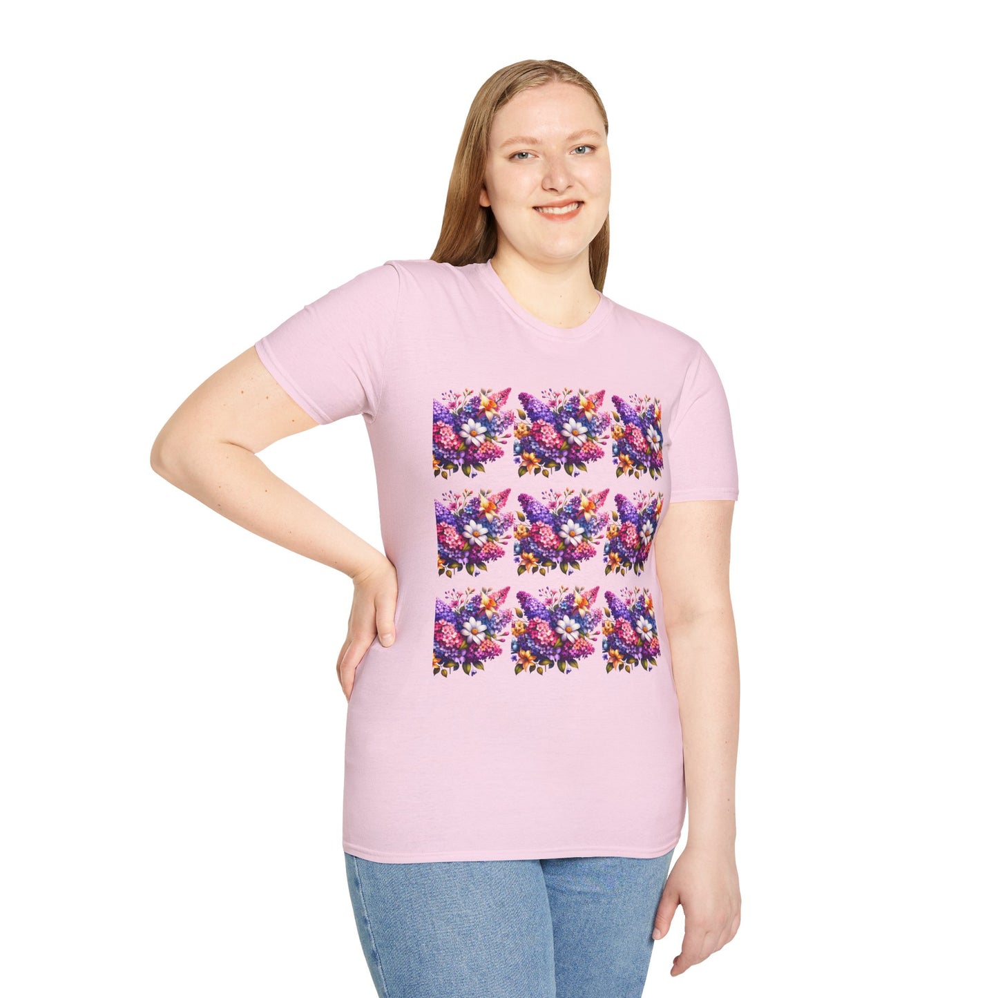 Floral Pattern Unisex Softstyle T-Shirt - Vibrant Spring Design
