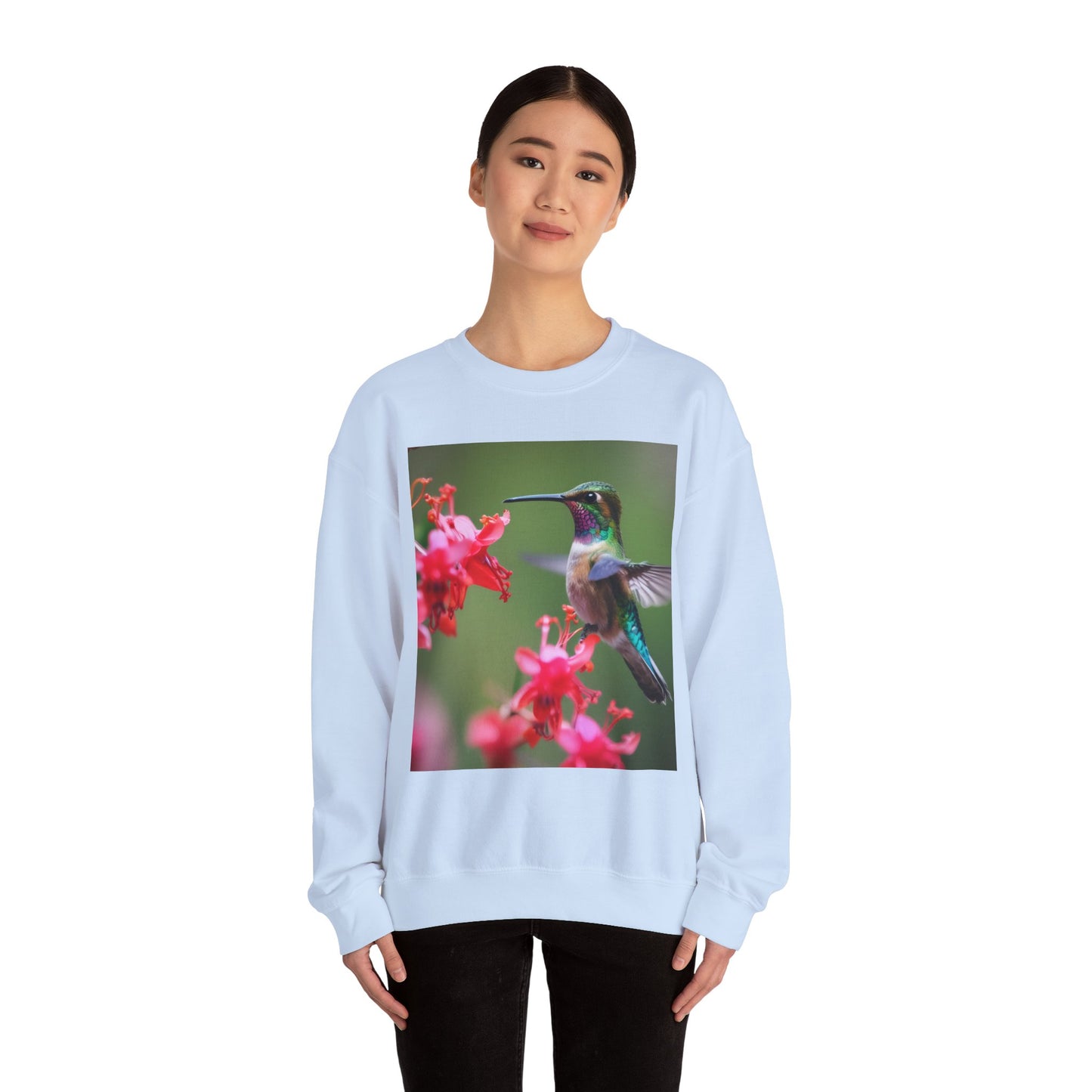 Fly free hummingbird & floral crewneck sweatshirt